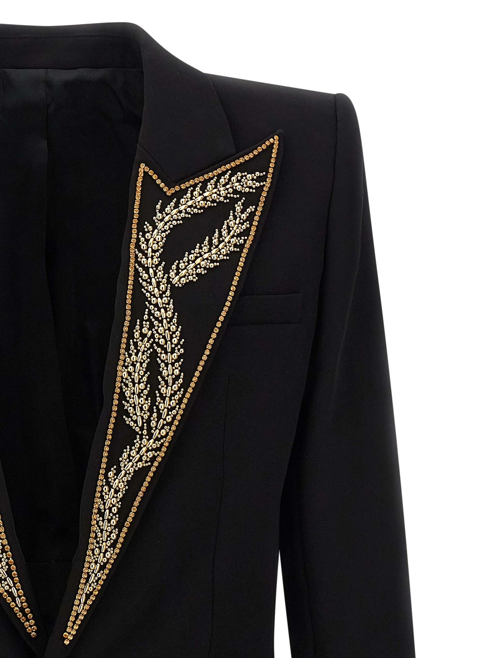 Leaf embroidery blazer