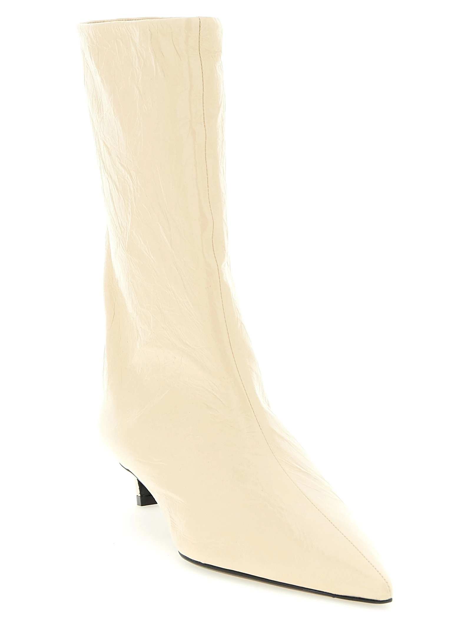 Craquelé leather ankle boots
