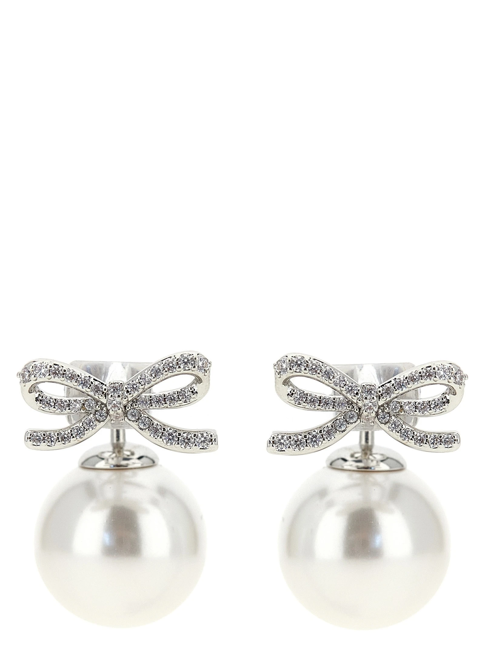 'Crystal Bow Pearl Back' earrings