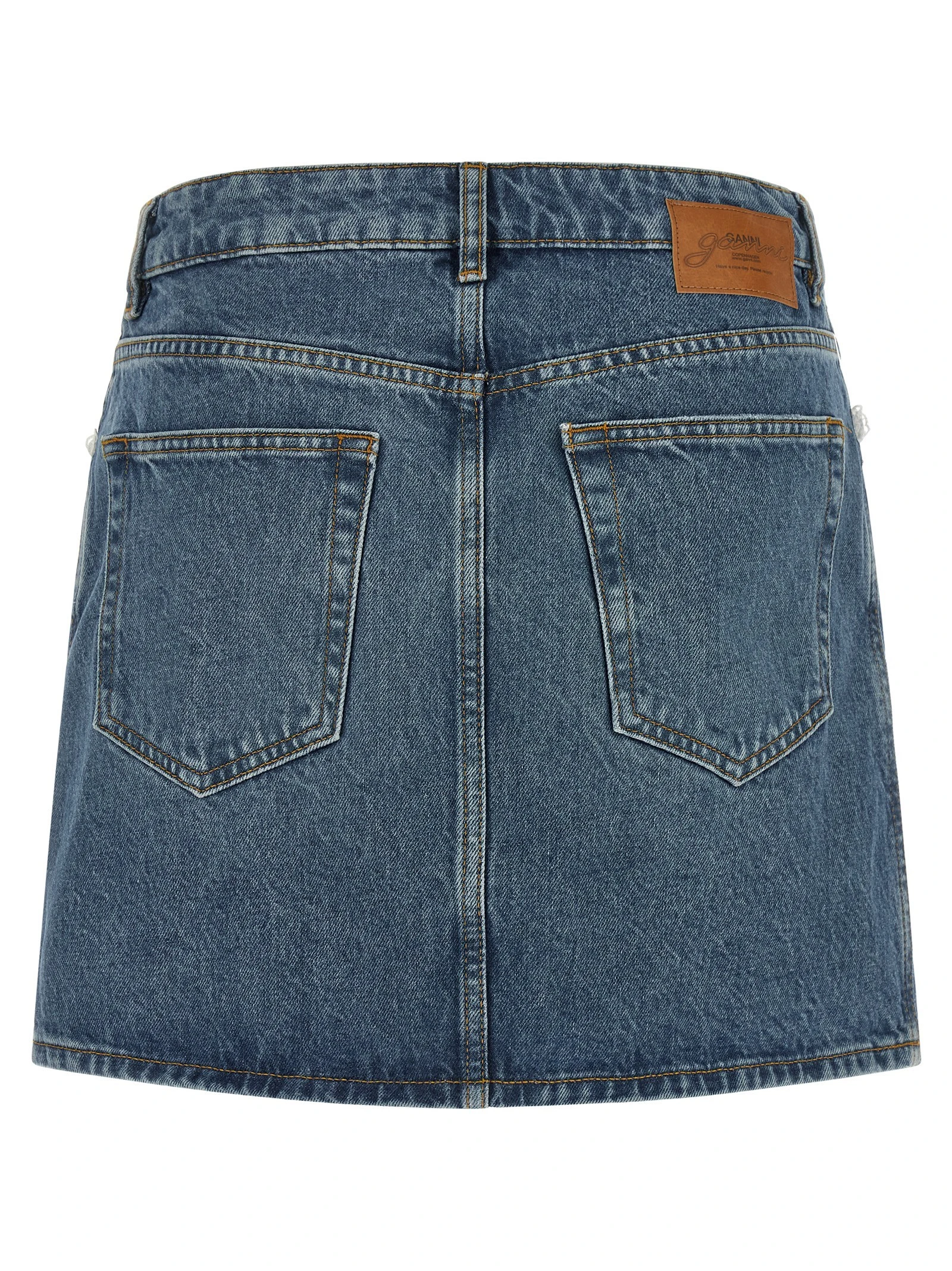 Denim and lace skirt