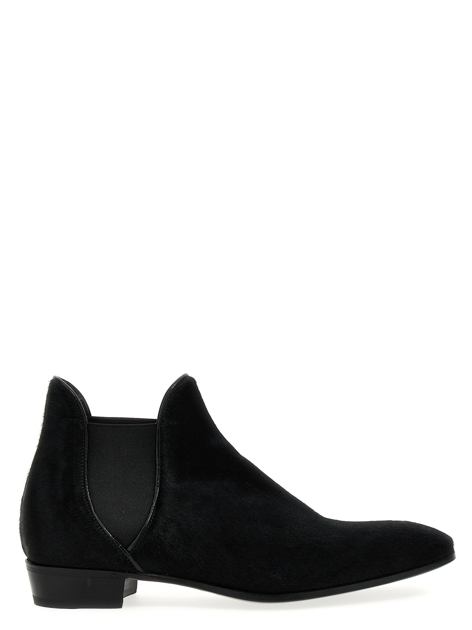 Calf hair ankle boots