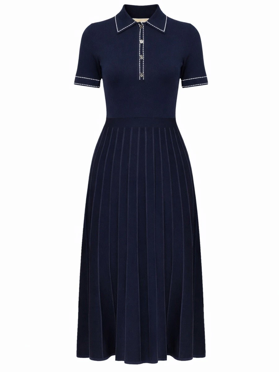 KNITTED POLO SHIRT DRESS