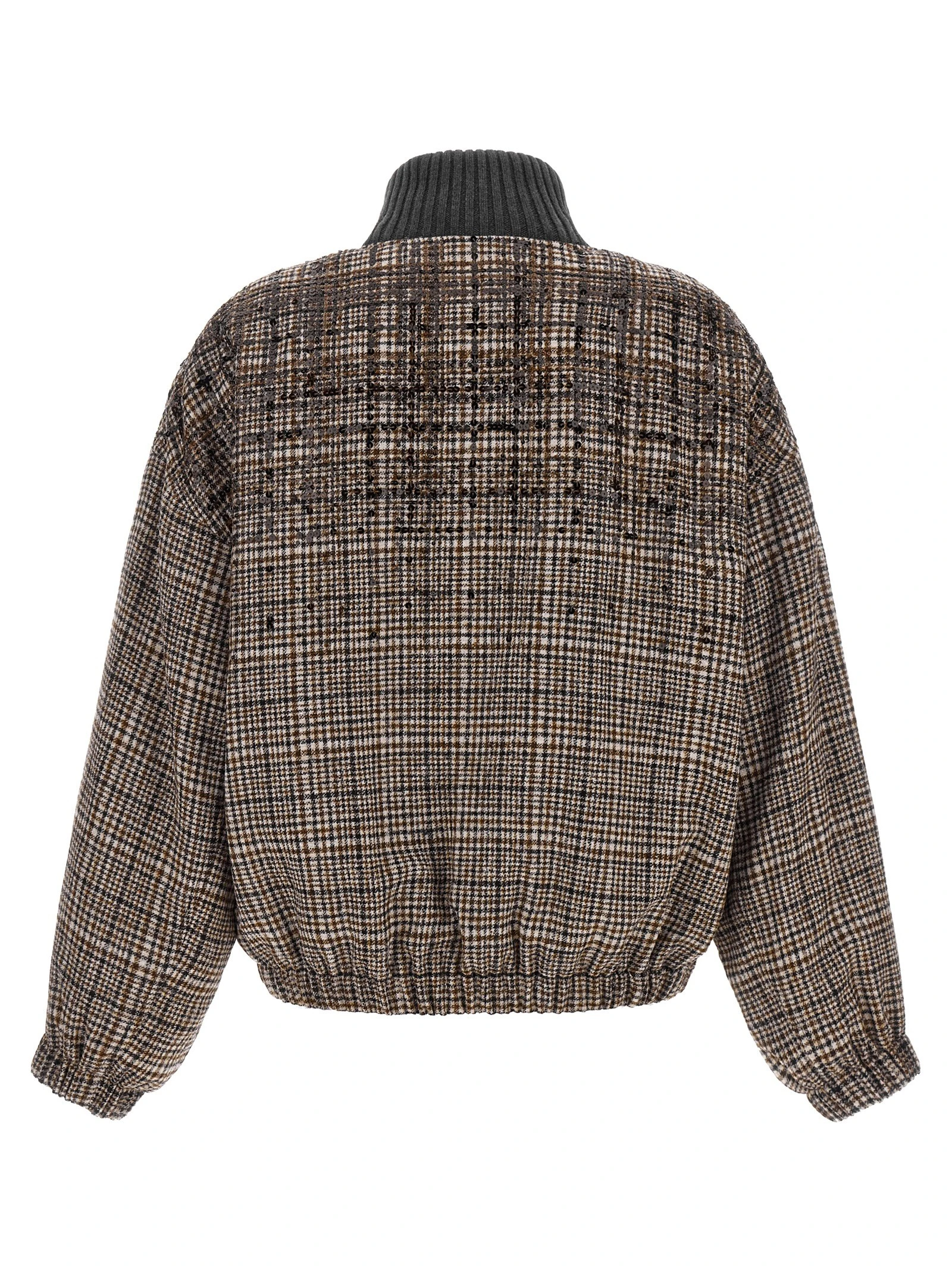 Sequin check bomber jacket