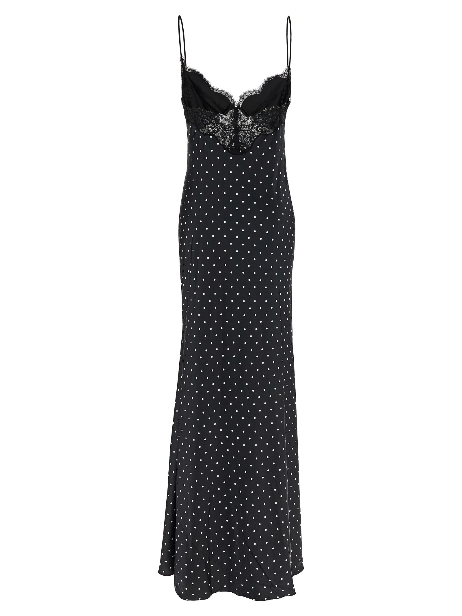 'Polka Dot Satin Lace Maxi' dress