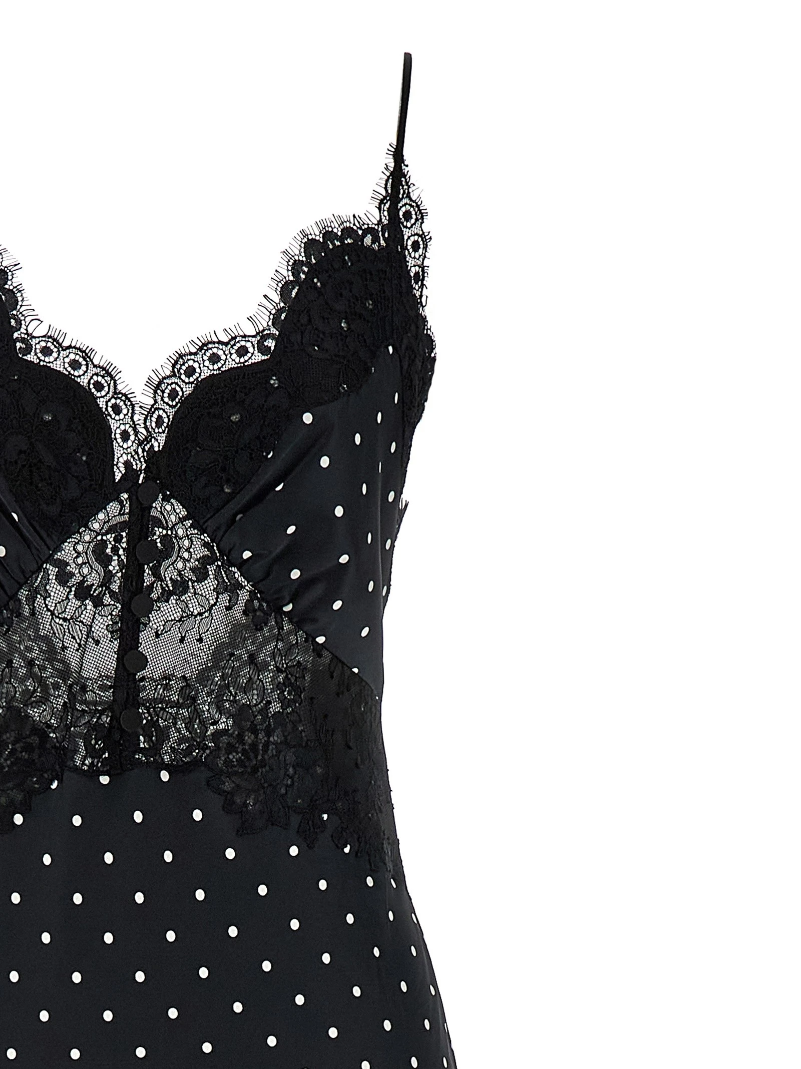 'Polka Dot Satin Lace Maxi' dress
