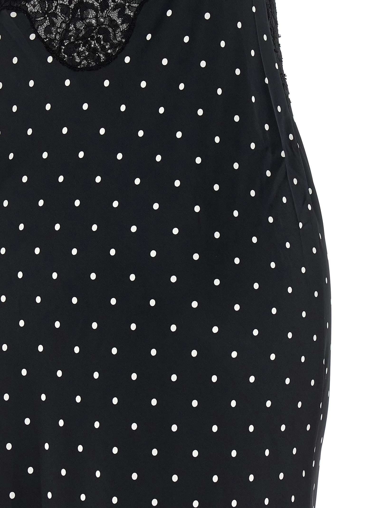 'Polka Dot Satin Lace Maxi' dress