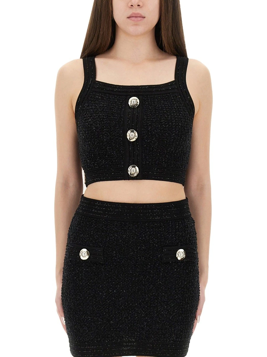 TWEED CROP TOP