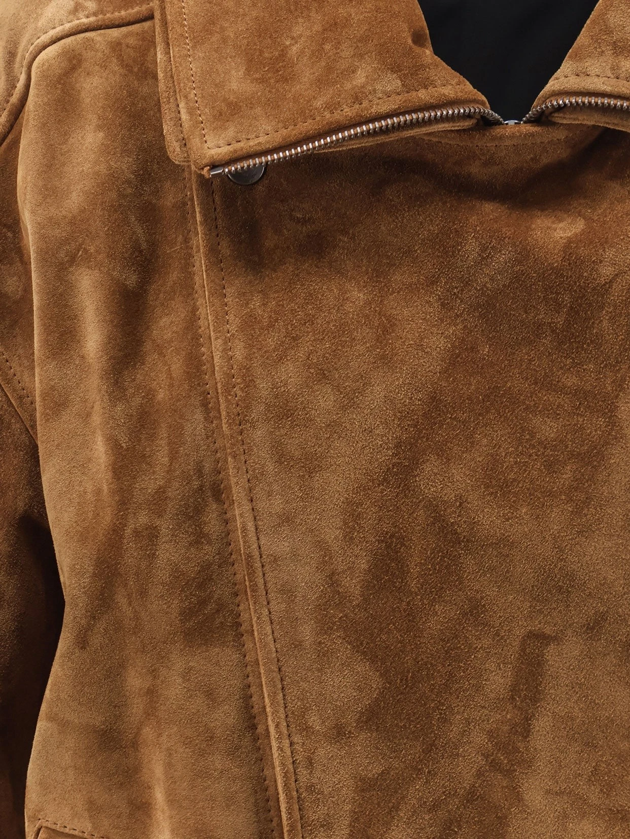 Oversized vintage split-leather jacket