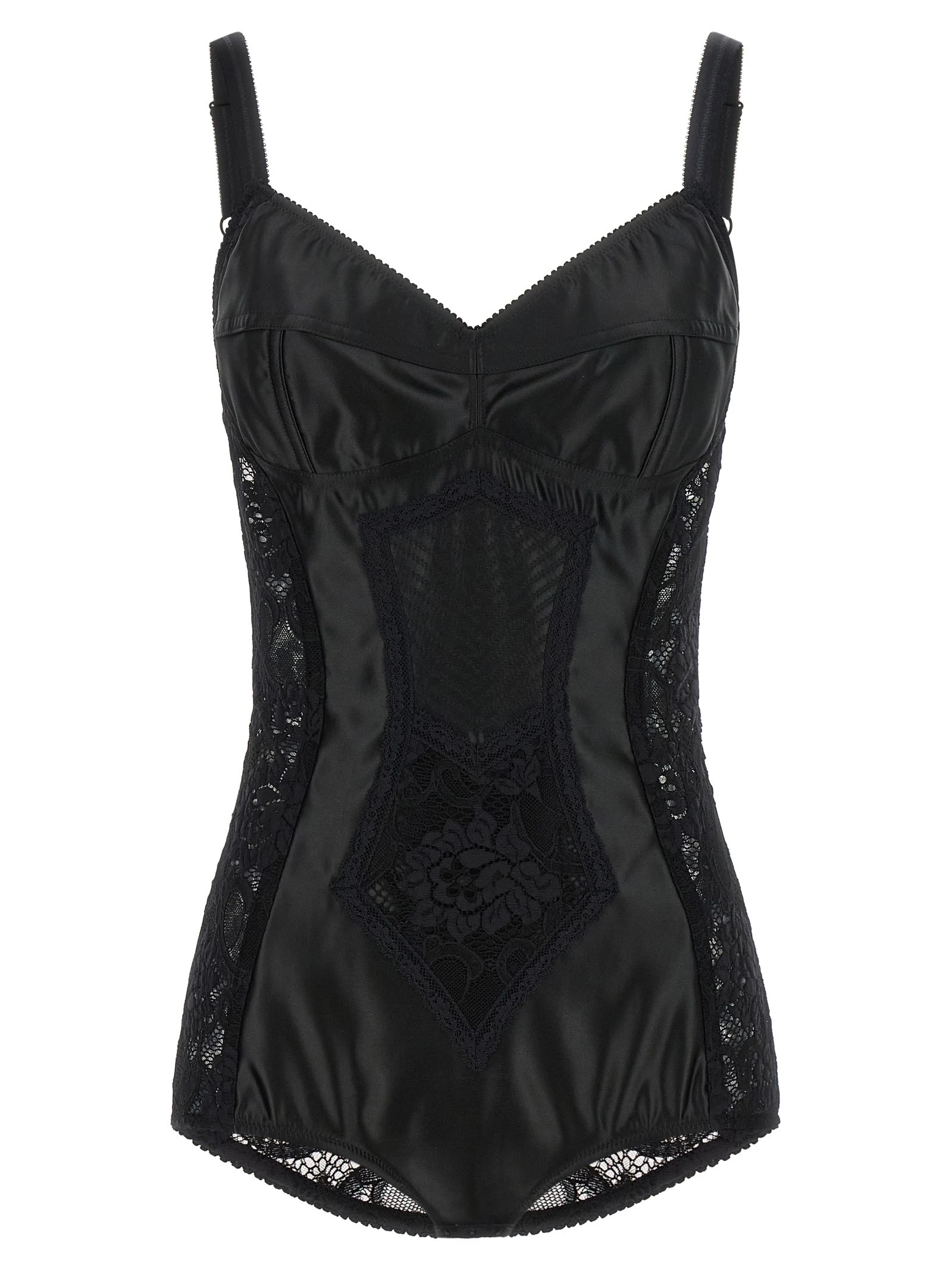 Satin and lace corsetry bodysuit