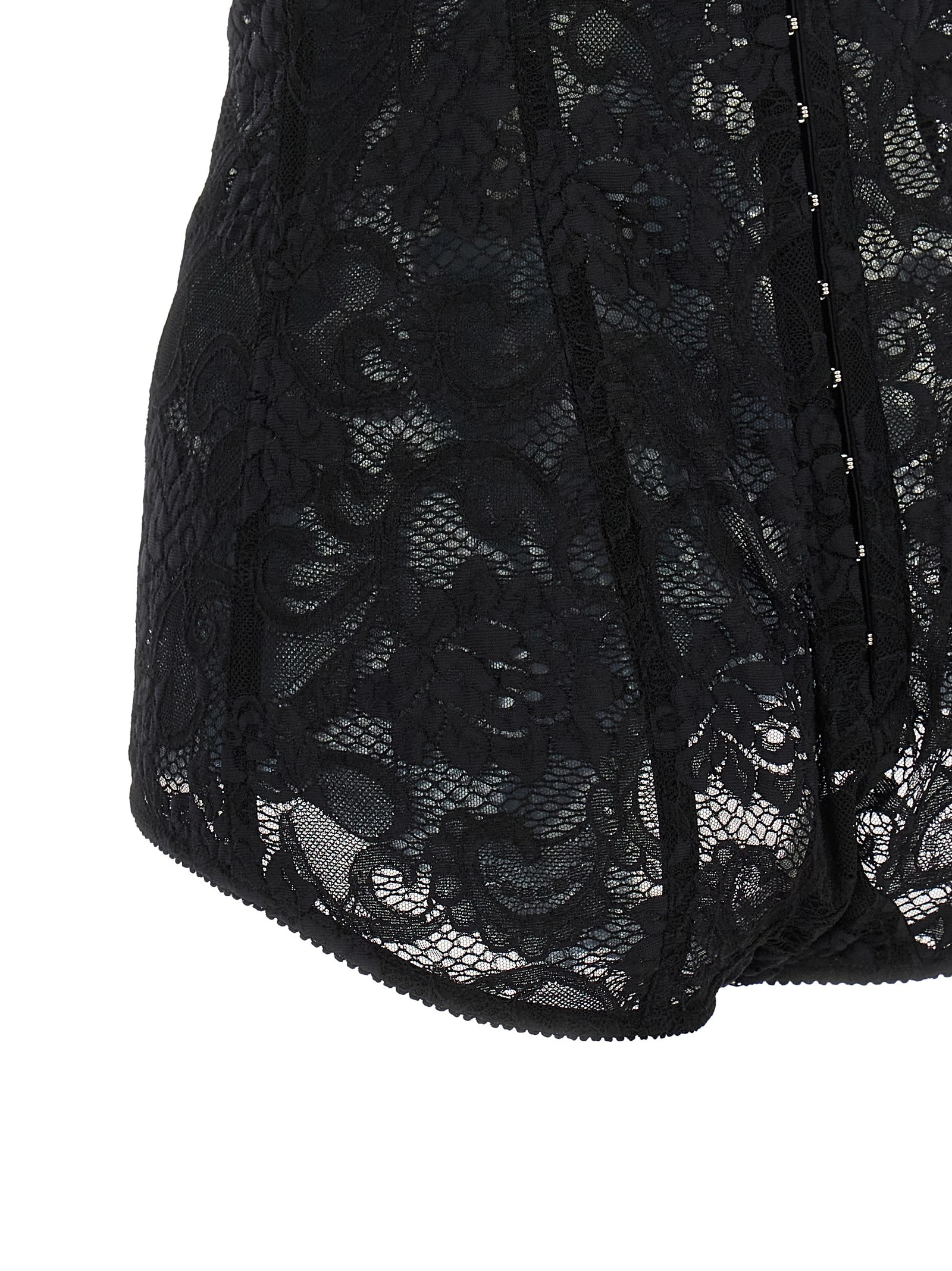 Satin and lace corsetry bodysuit
