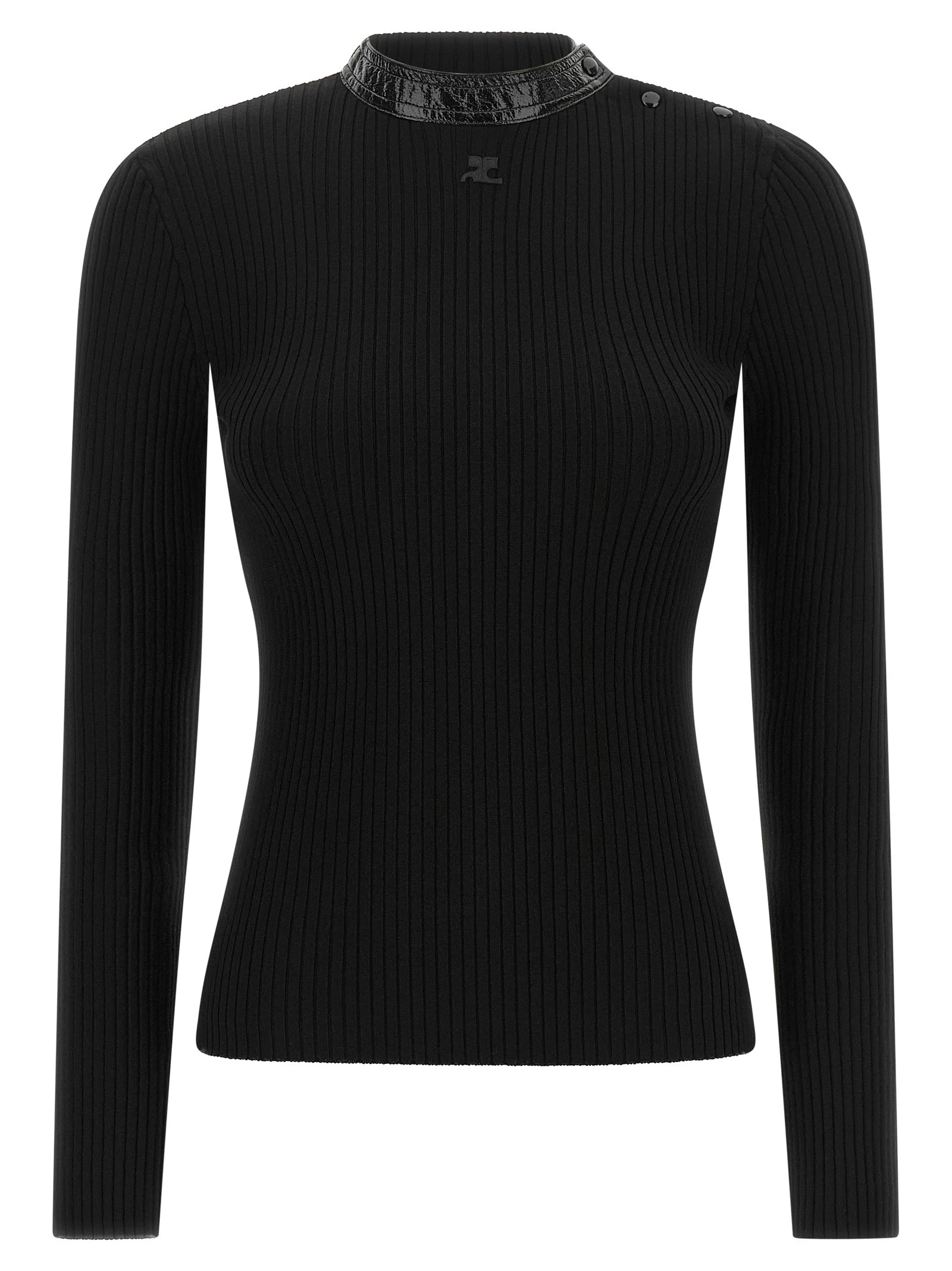 Vinyl collar sweater