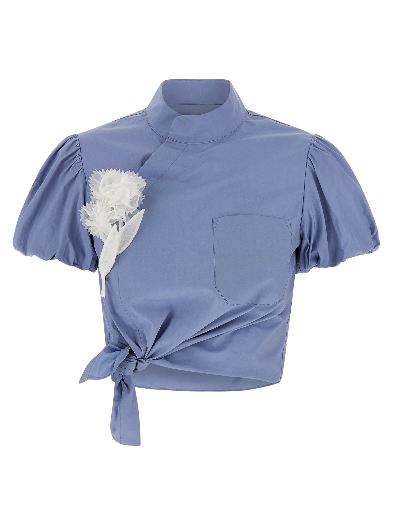 'Blue Cotton Tie Side' top