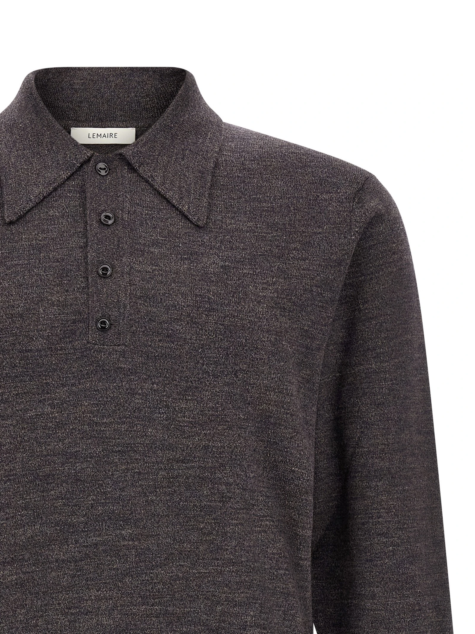 Mouliné wool polo shirt