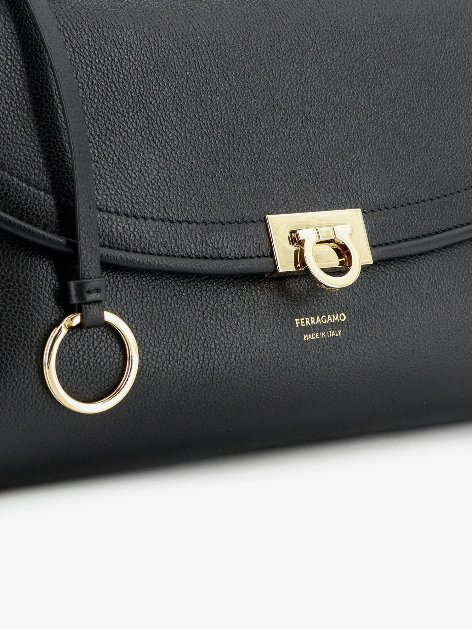 Leather shoulder bag with Gancini detail