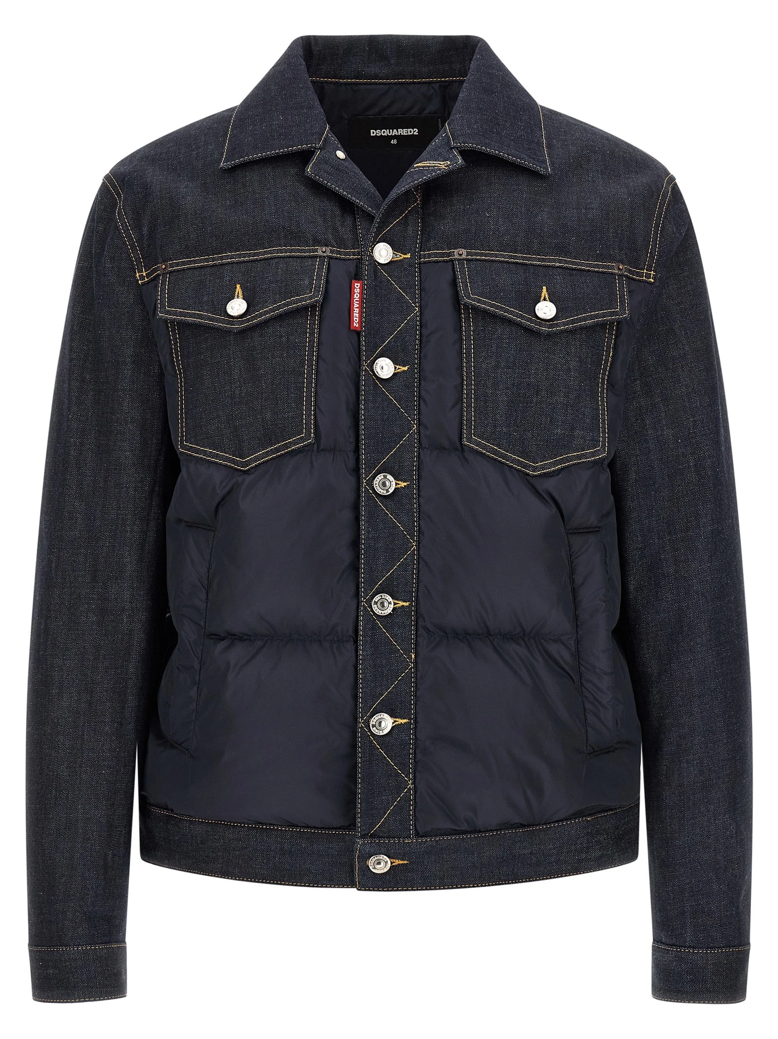 Padded 'Hybrid' trucker jacket