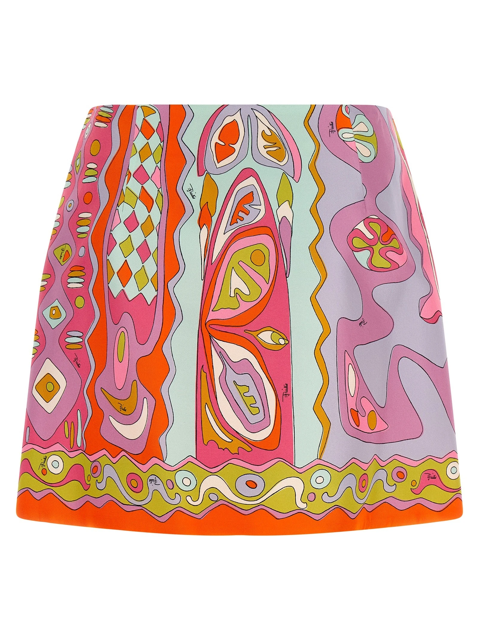'Angoli' print twill skirt