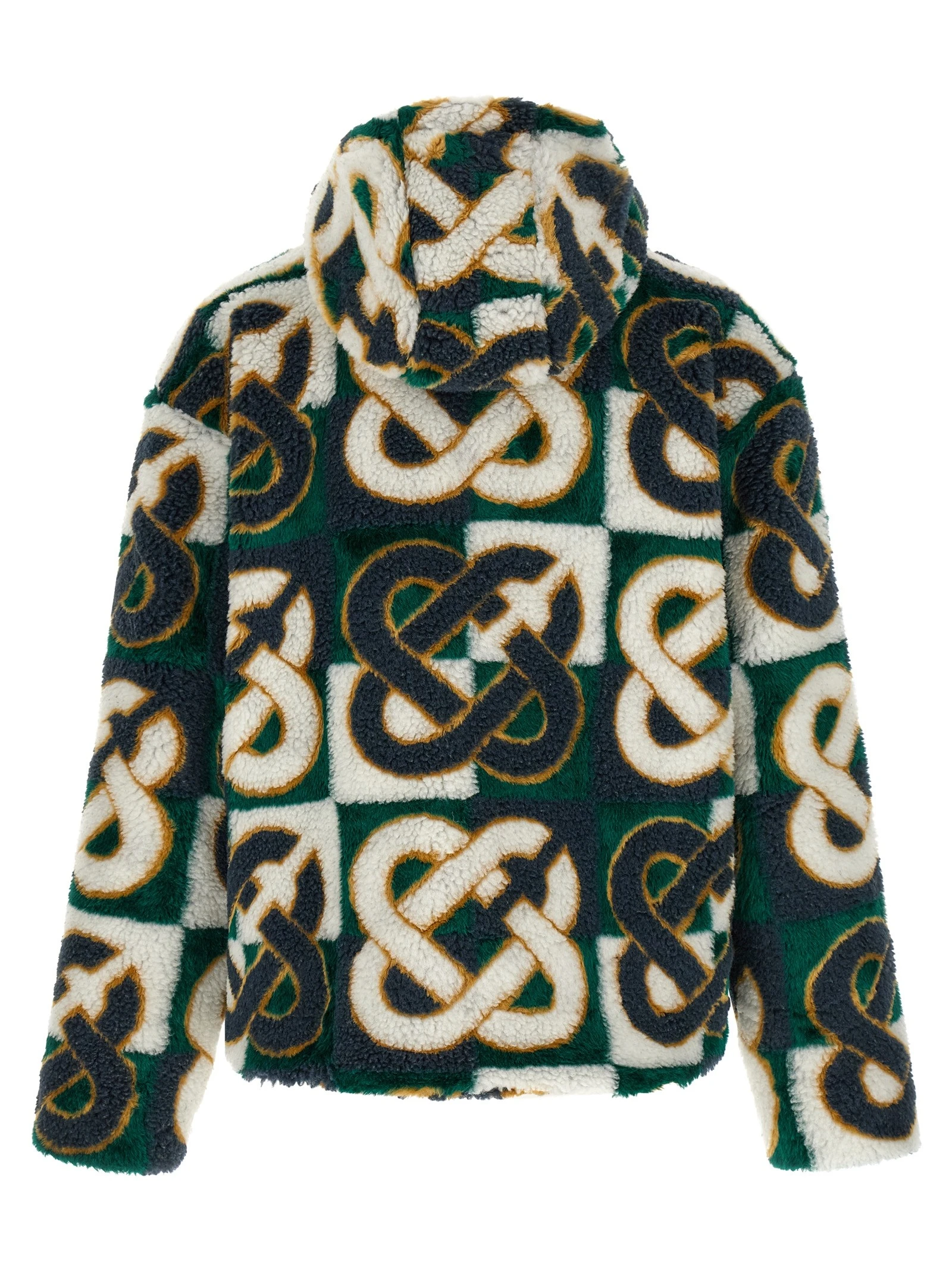 'Monogram' intarsia fleece jacket