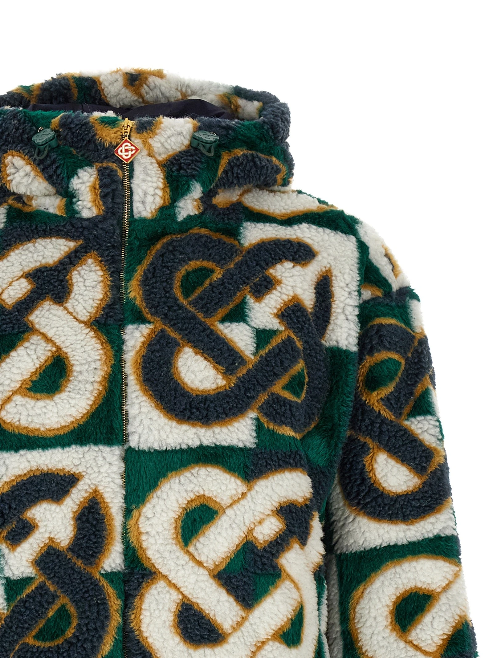 'Monogram' intarsia fleece jacket