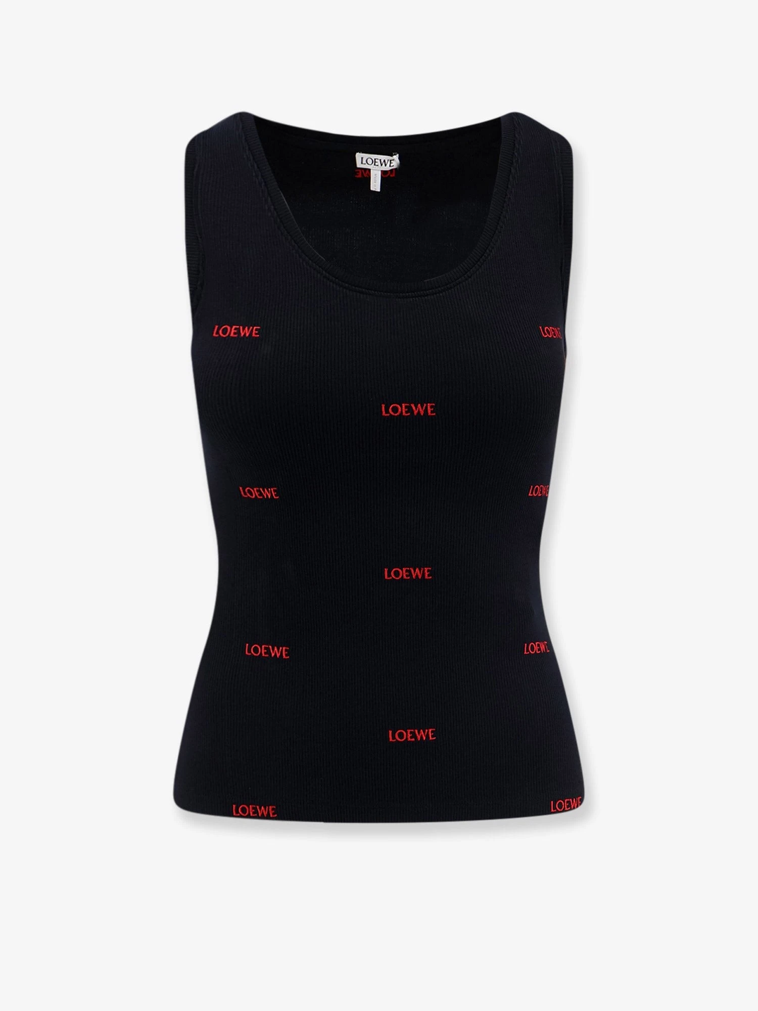 Cotton tank top with all-over logo lettering embroidery