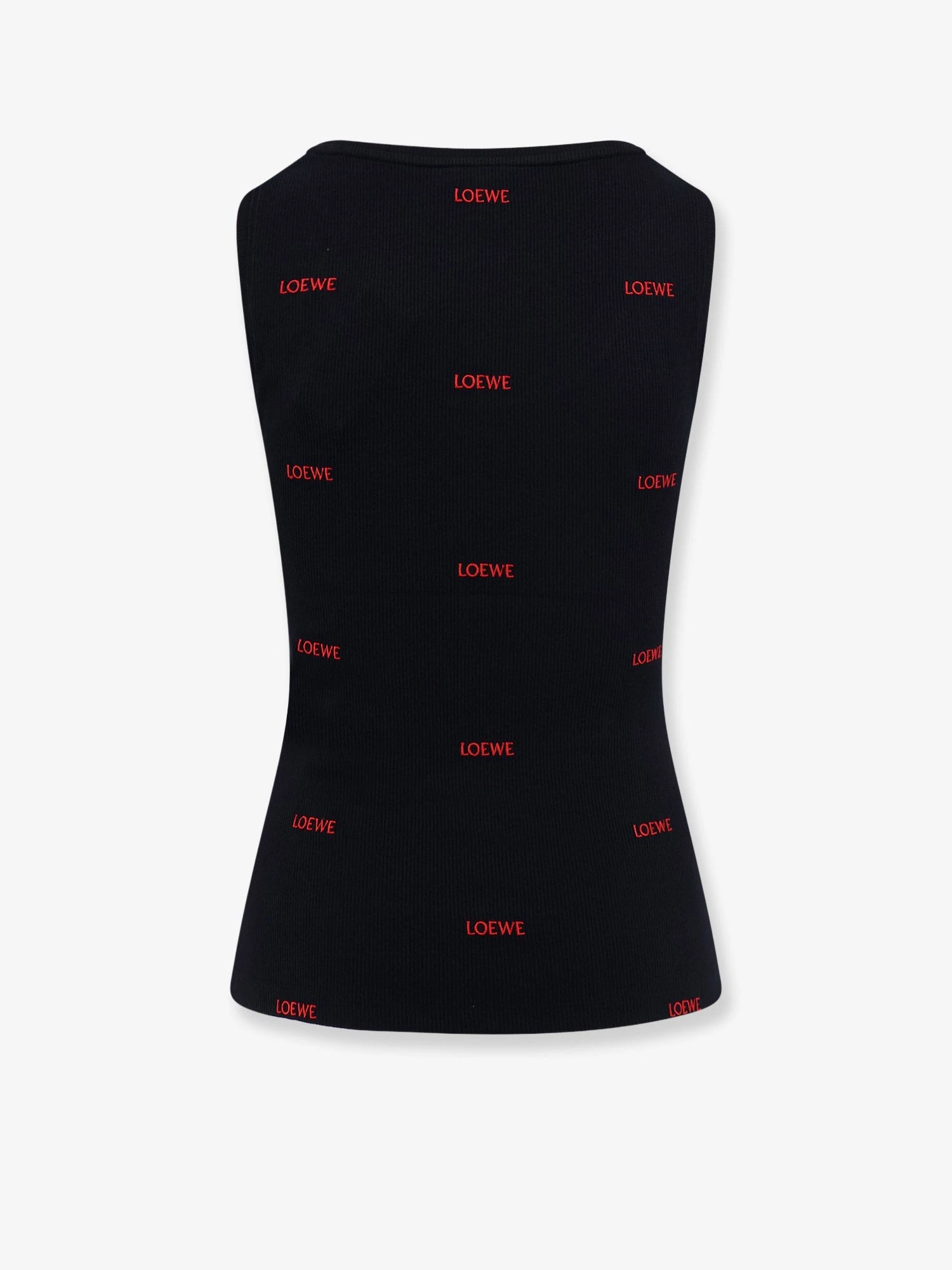 Cotton tank top with all-over logo lettering embroidery