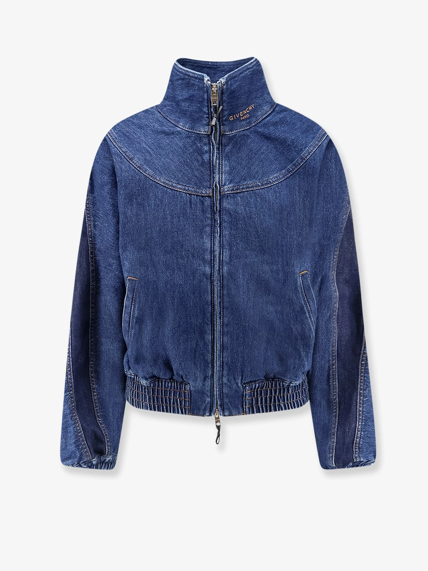 Denim jacket with embroidered lettering logo