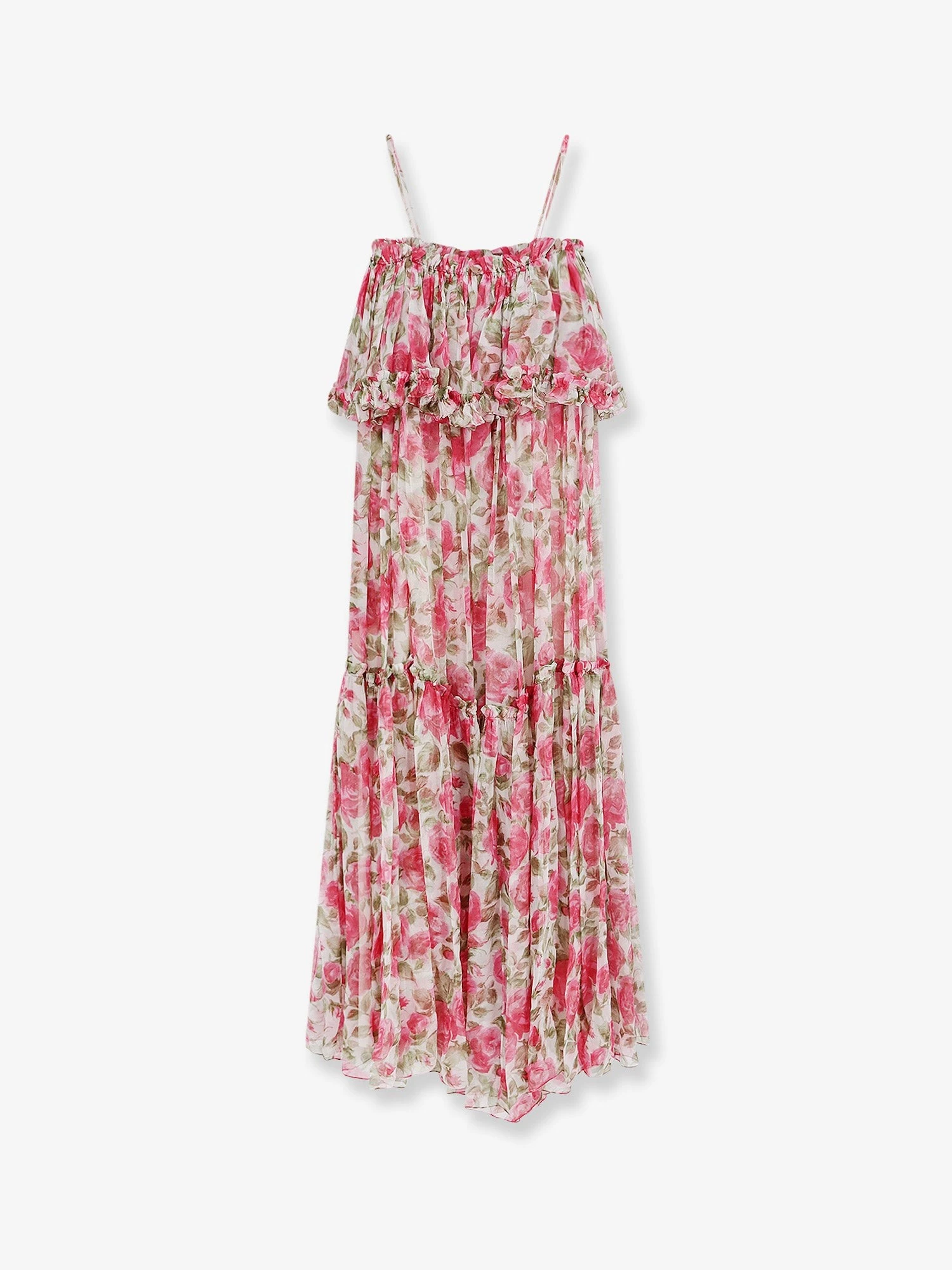 Silk long dress with floral print