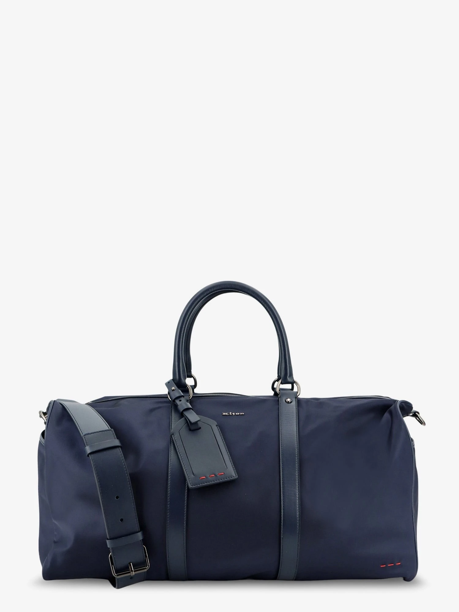 Nylon travel bag with leather inserts