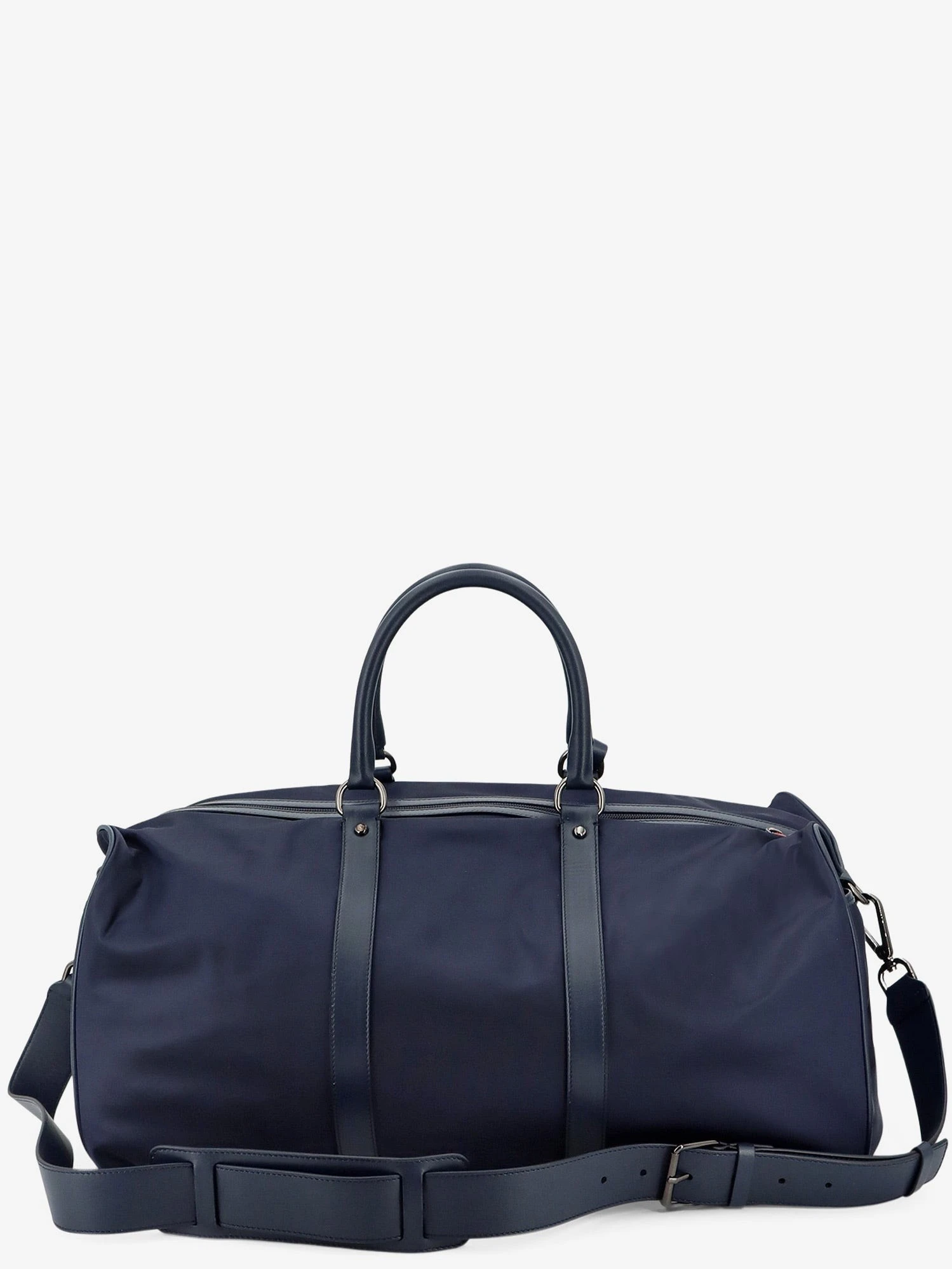 Nylon travel bag with leather inserts