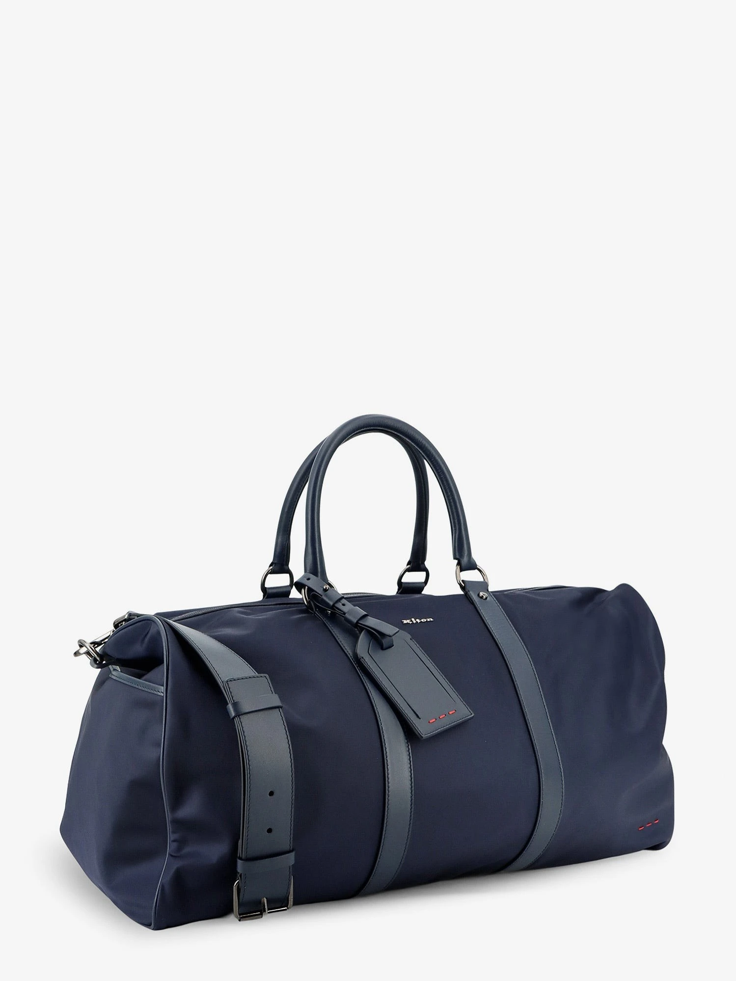 Nylon travel bag with leather inserts