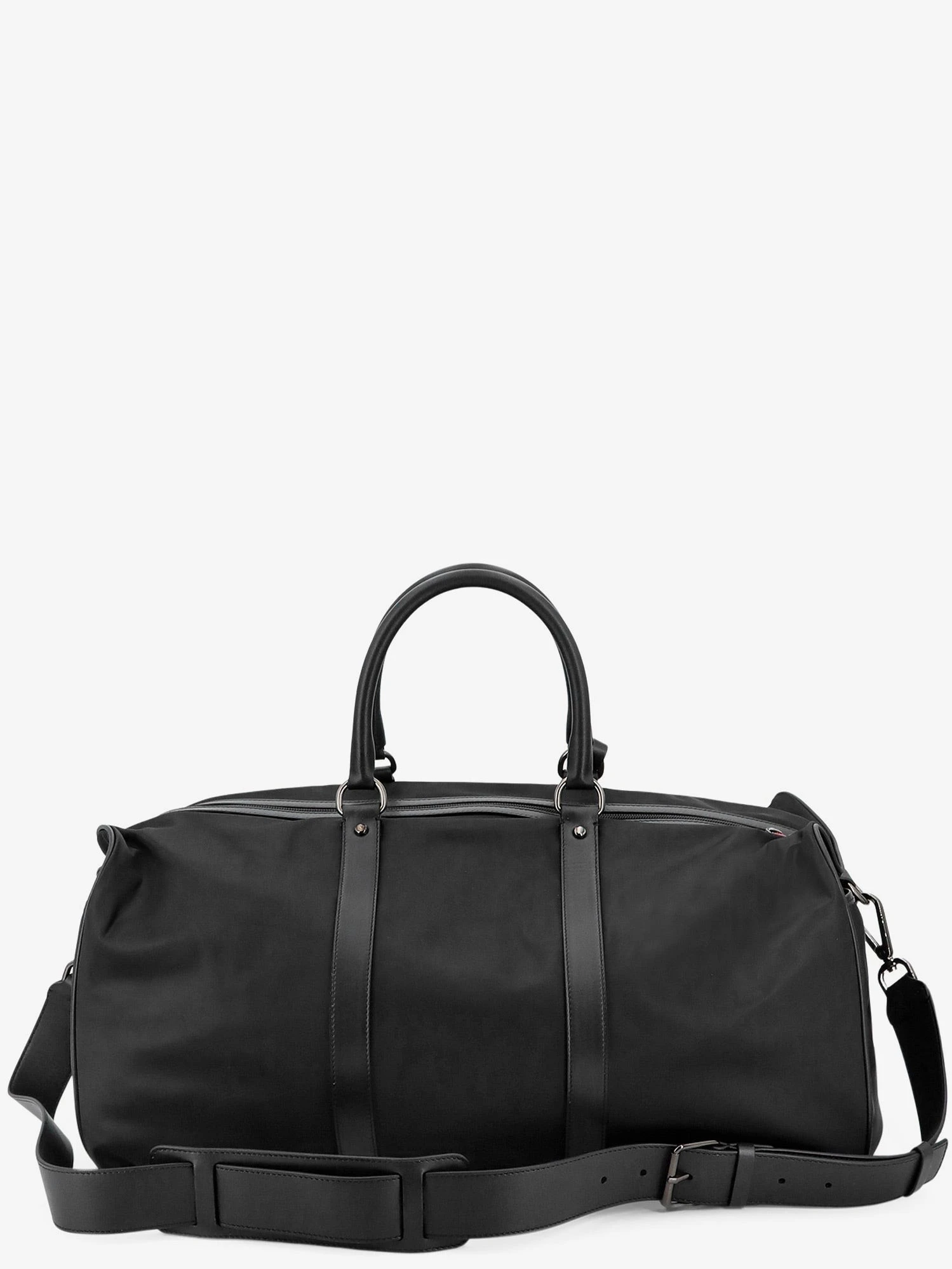 Nylon travel bag with leather inserts