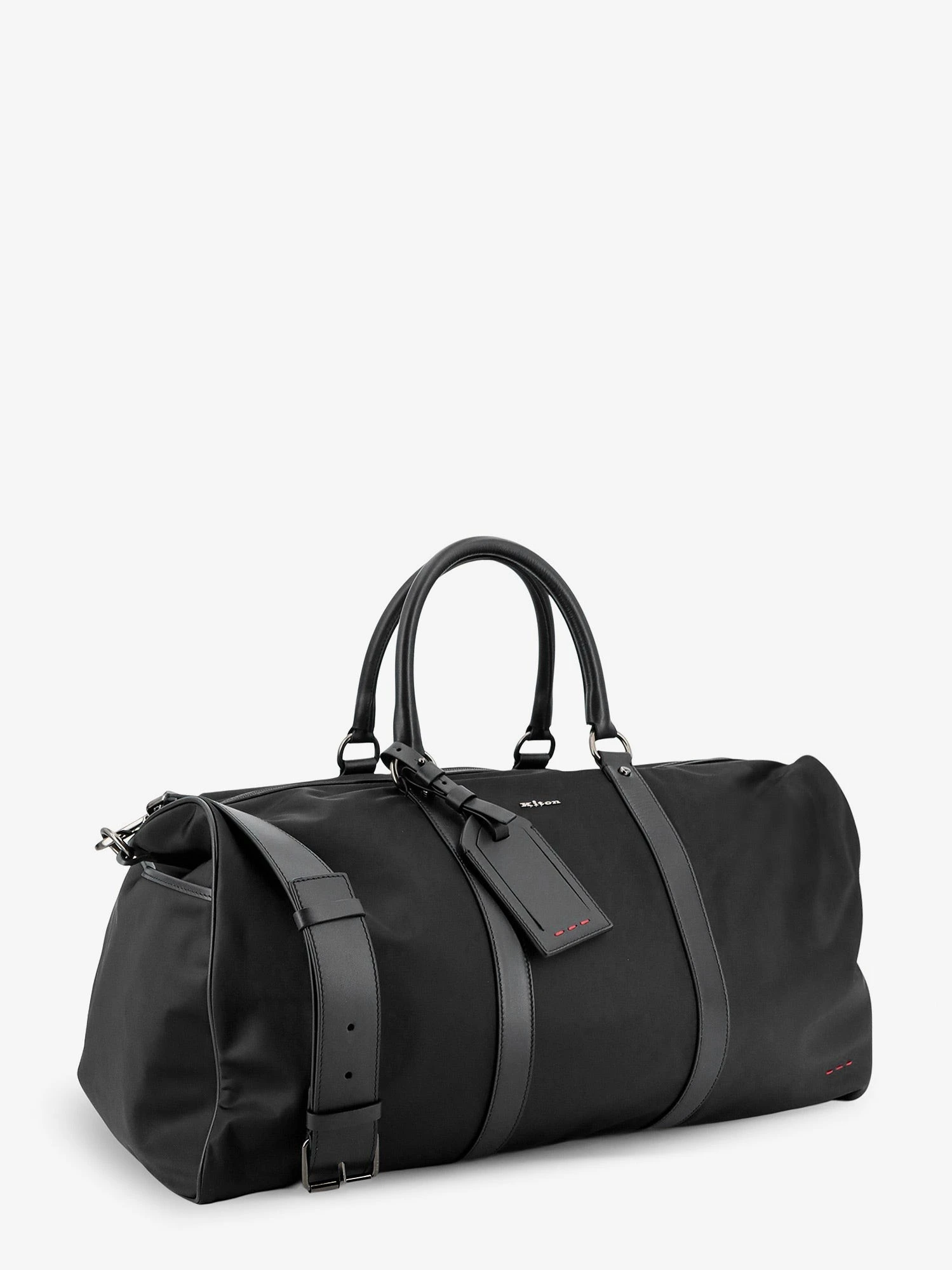 Nylon travel bag with leather inserts