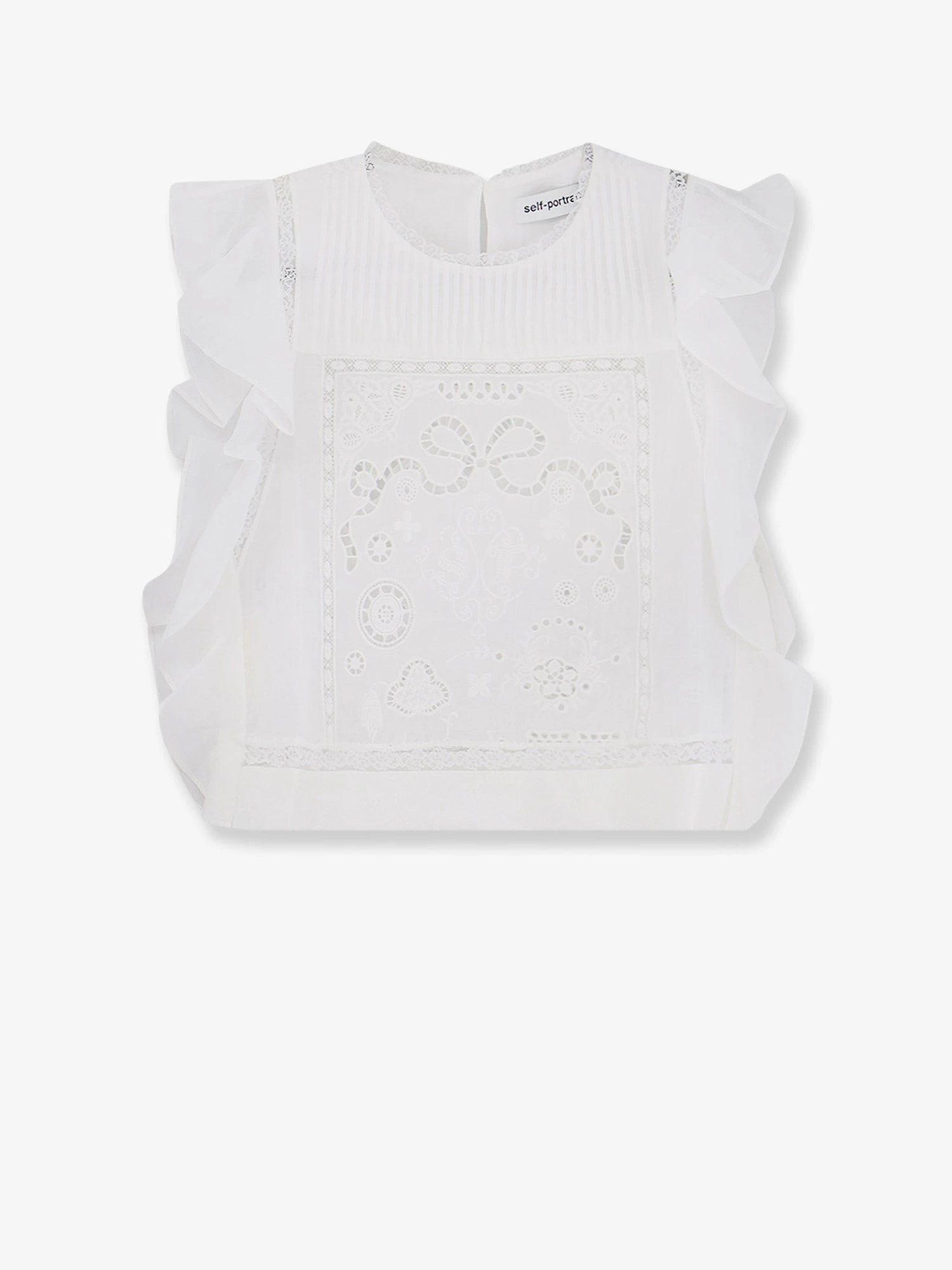 Ramie top with lace inserts