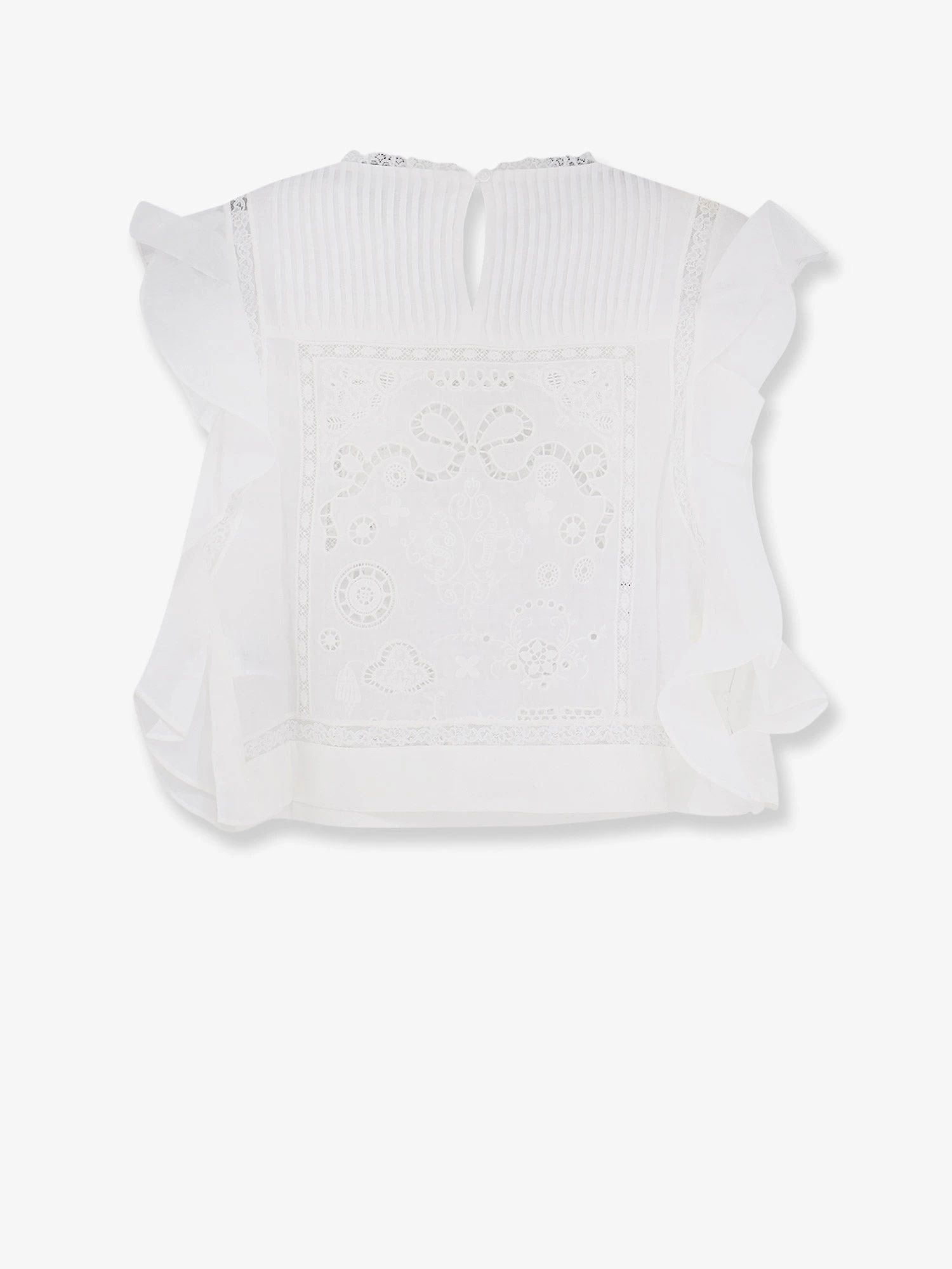 Ramie top with lace inserts