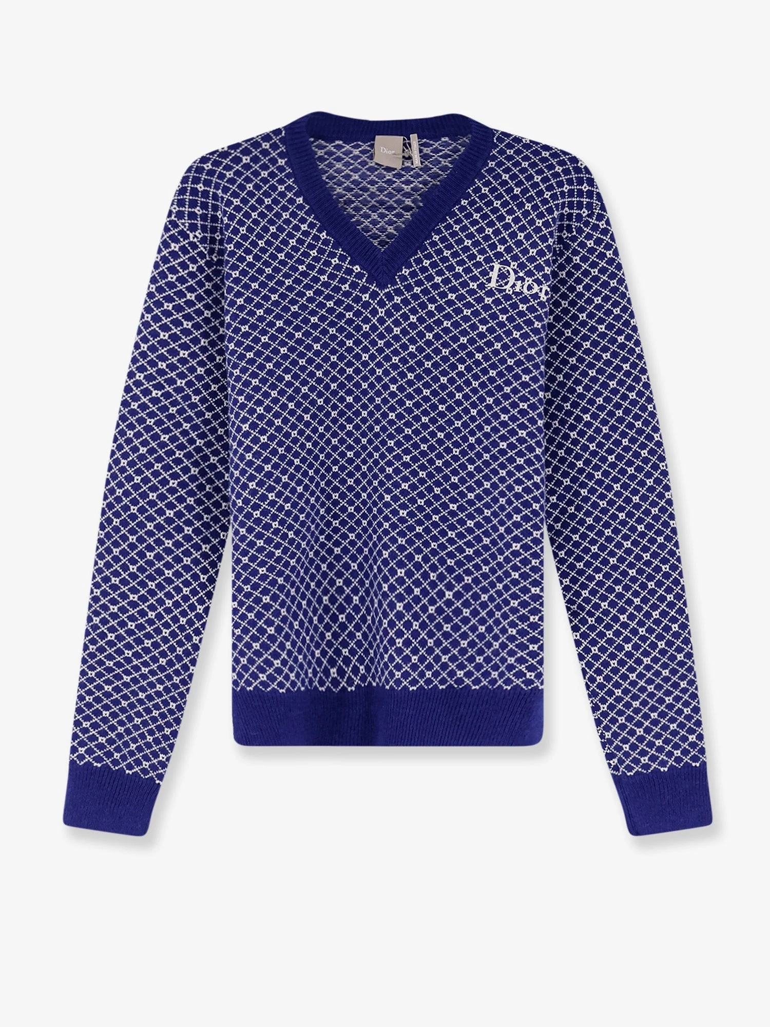 Wool sweater with bicolor pattern