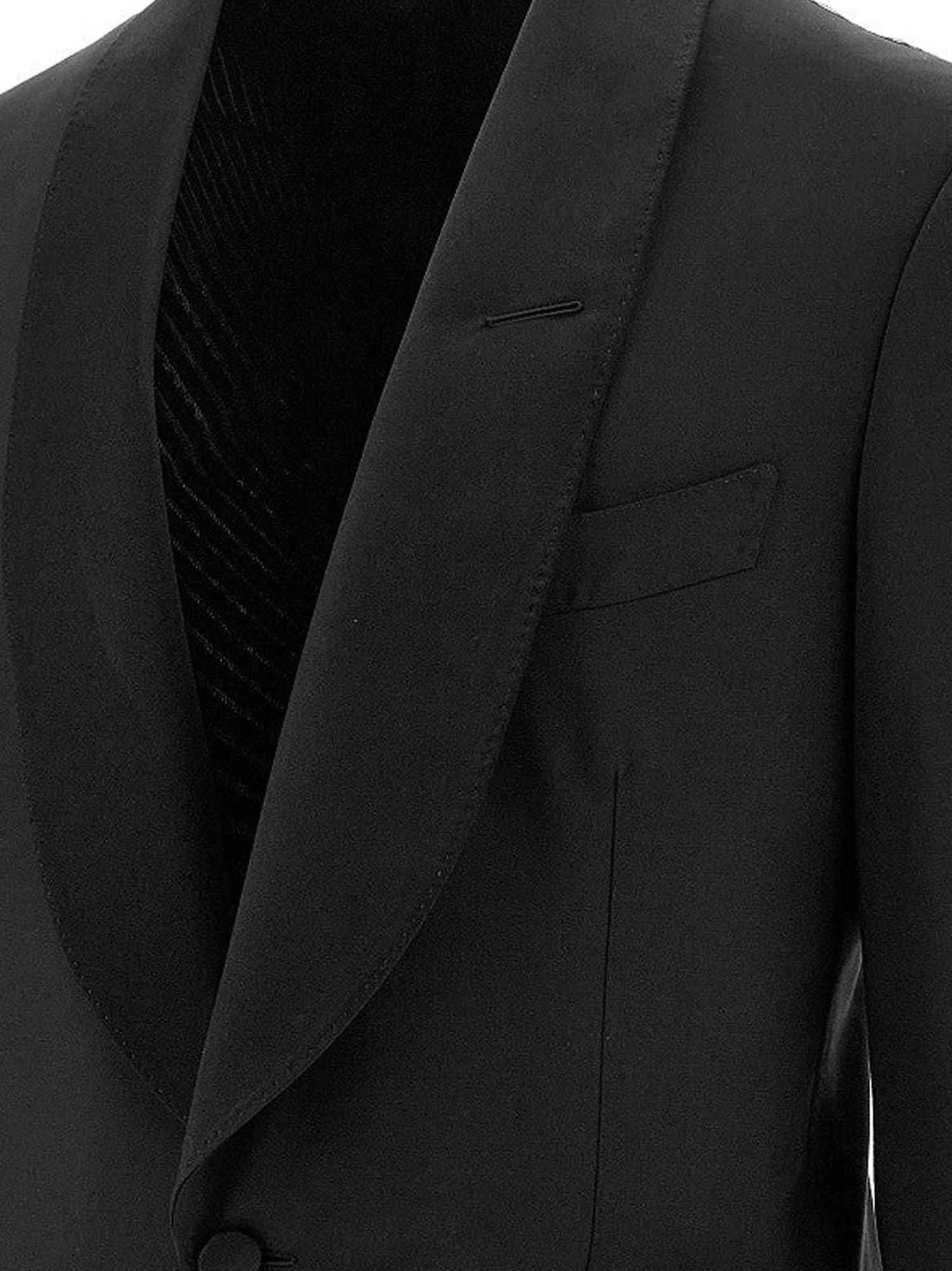 Stretch virgin wool tuxedo with satin profiles