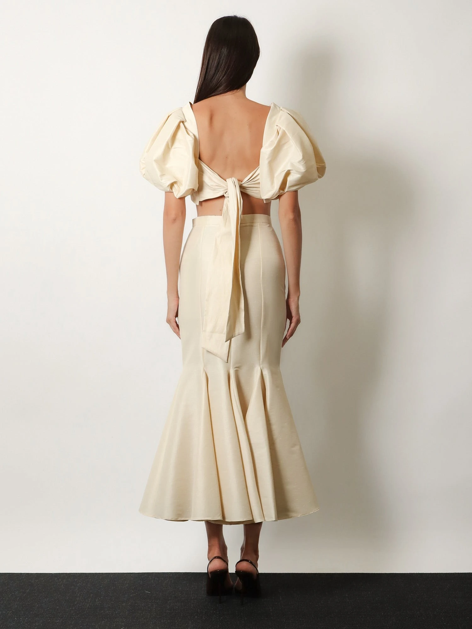 Cropped shantung effect fabric top
