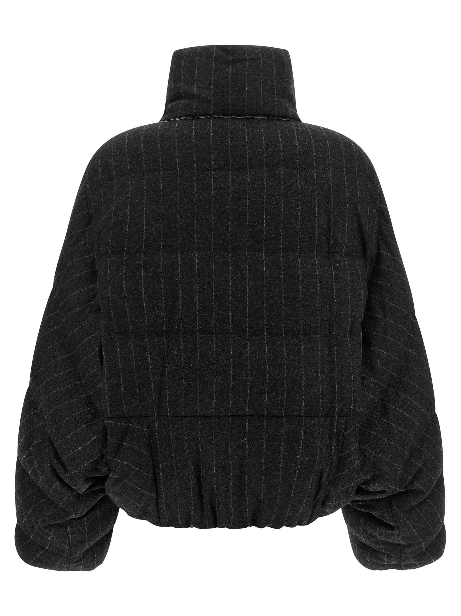 Micro sequin pinstriped crop down jacket