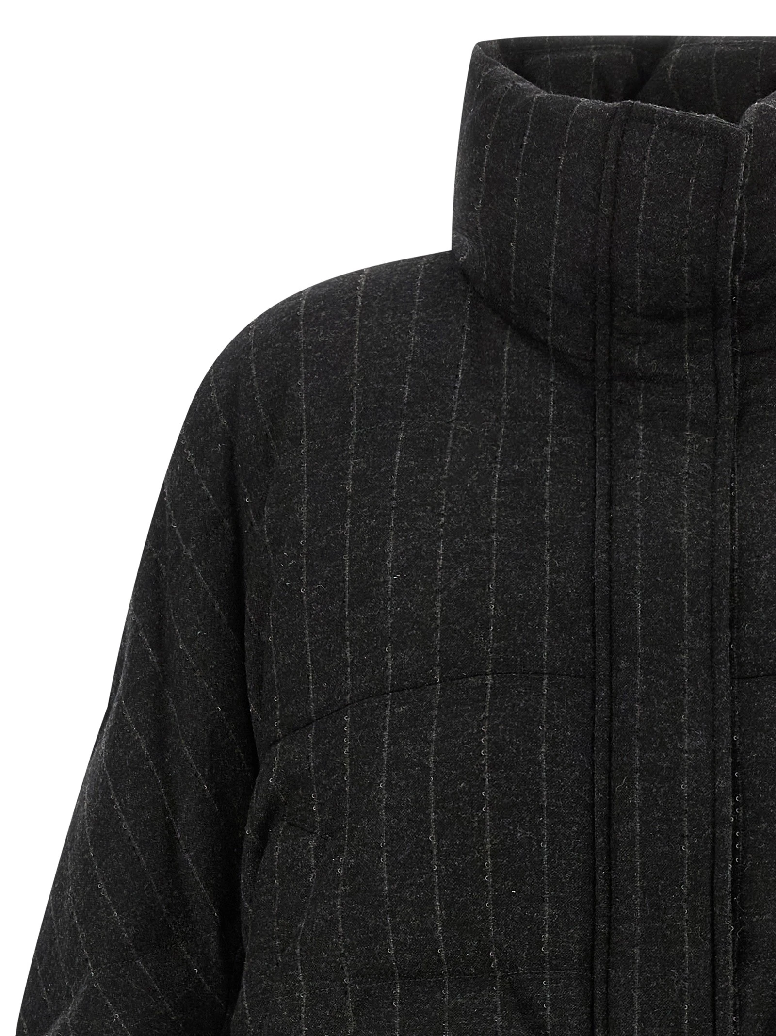 Micro sequin pinstriped crop down jacket
