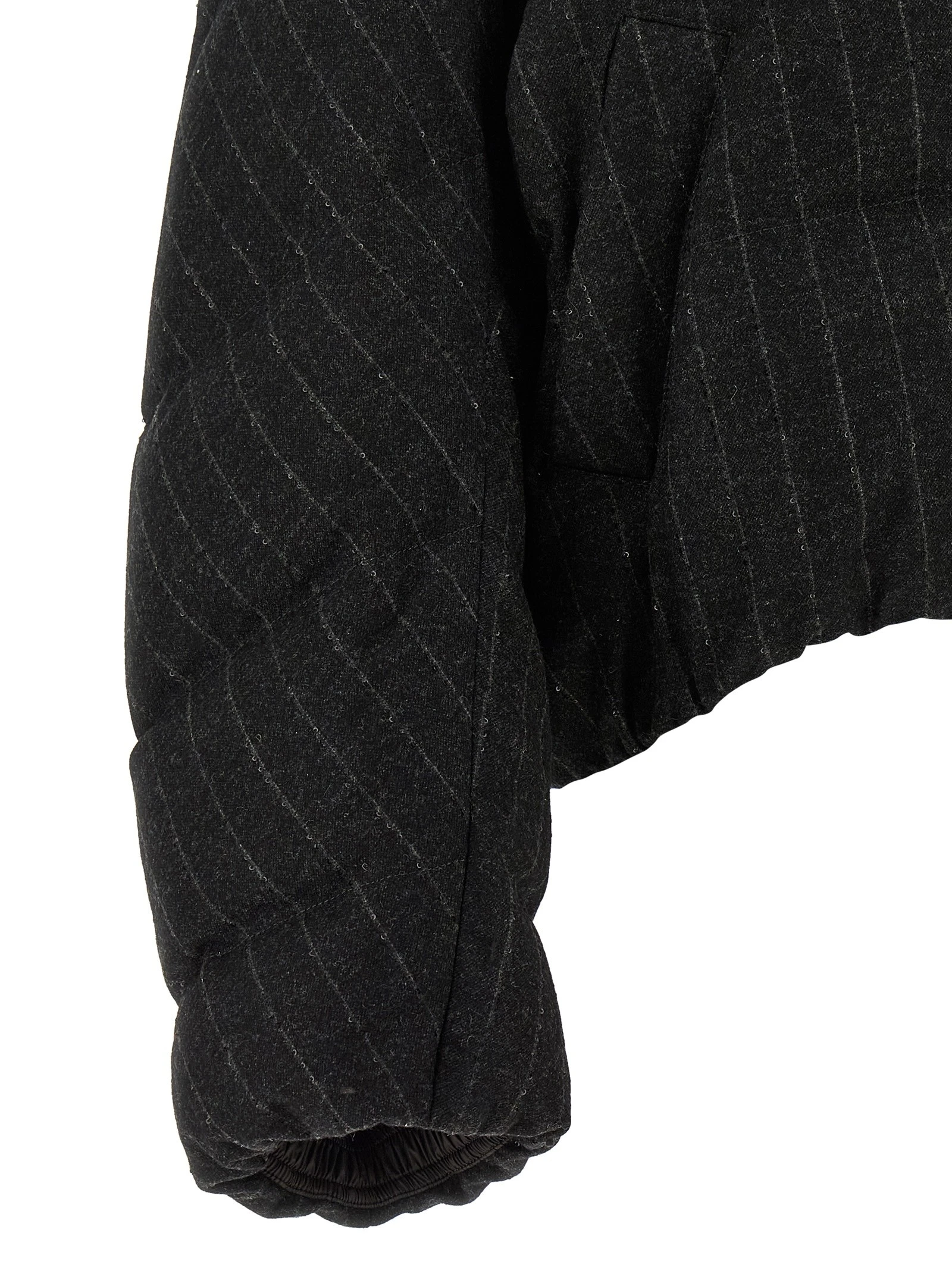 Micro sequin pinstriped crop down jacket