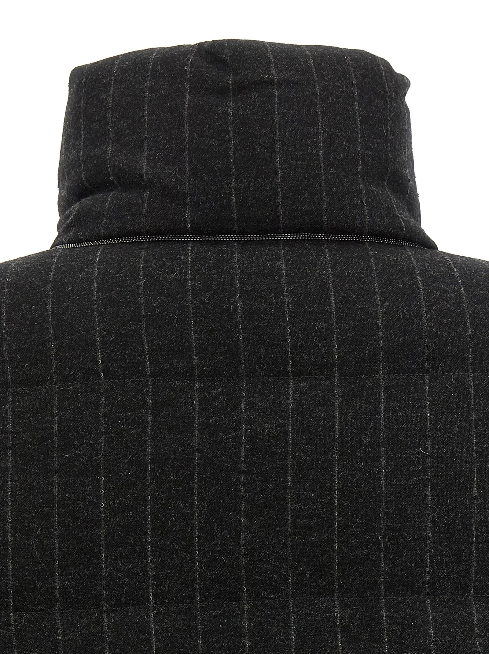 Micro sequin pinstriped crop down jacket