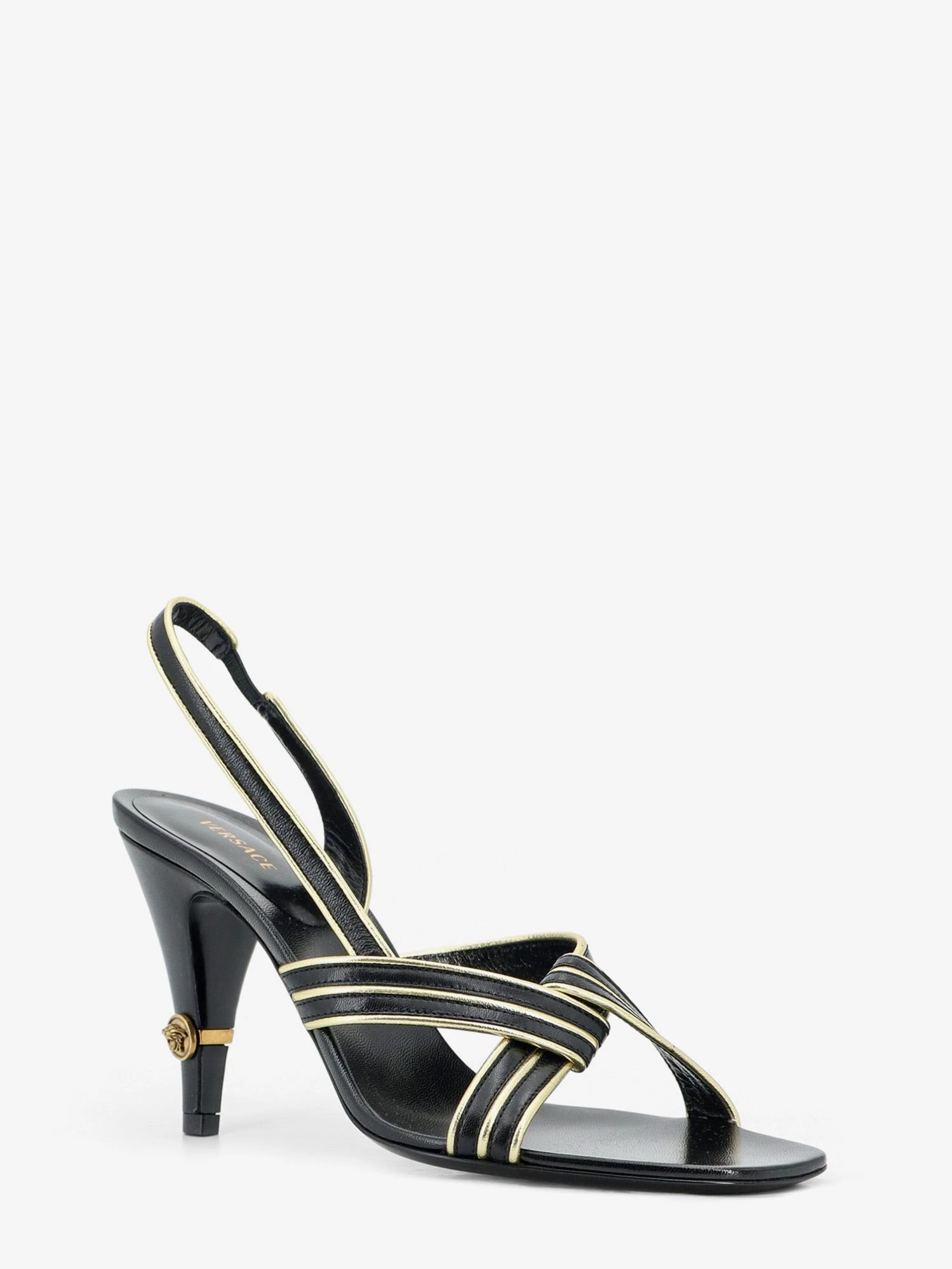 Gianni leather sandals with contrasting metallic profiles