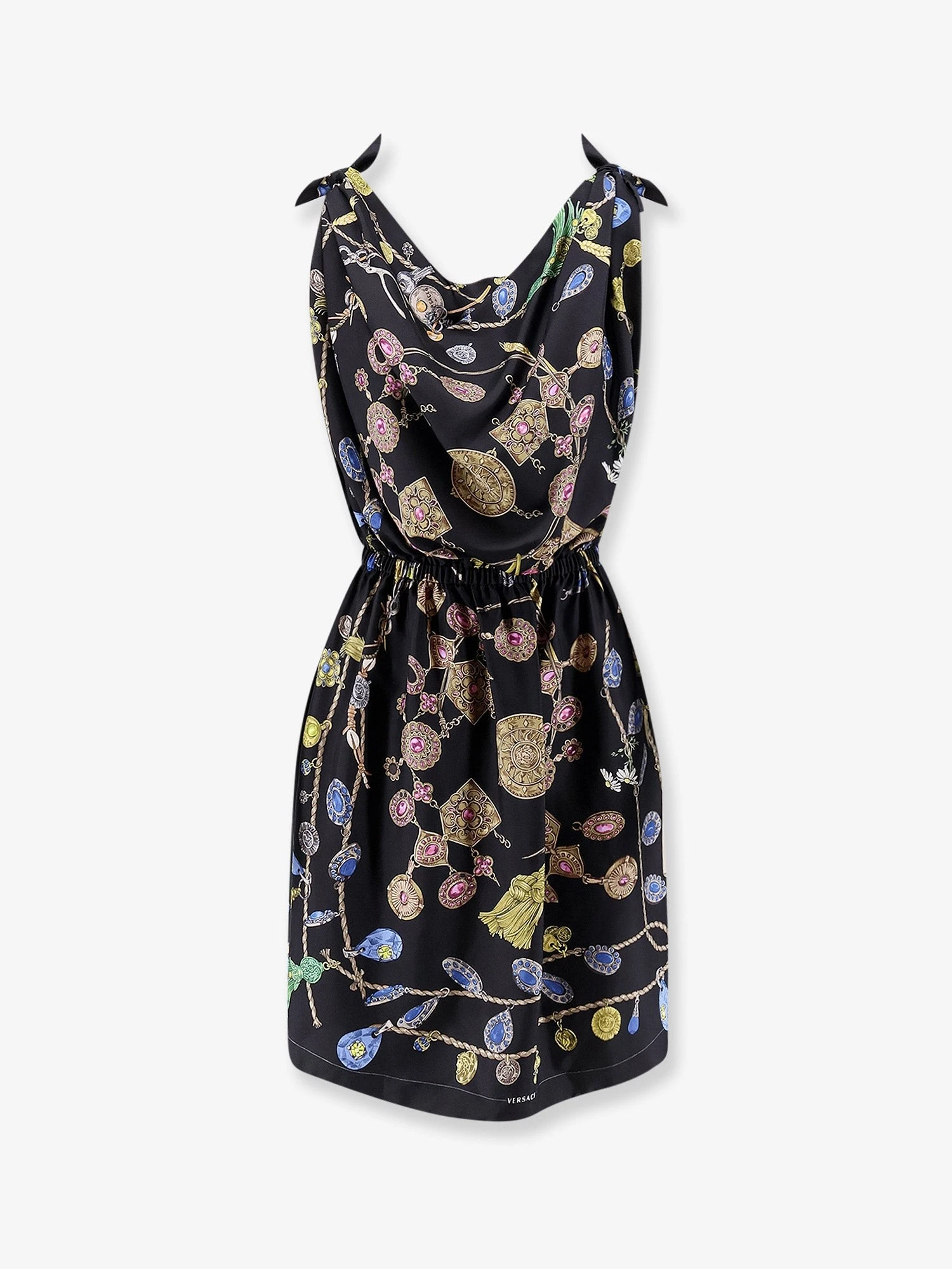 Printed silk twill midi dress