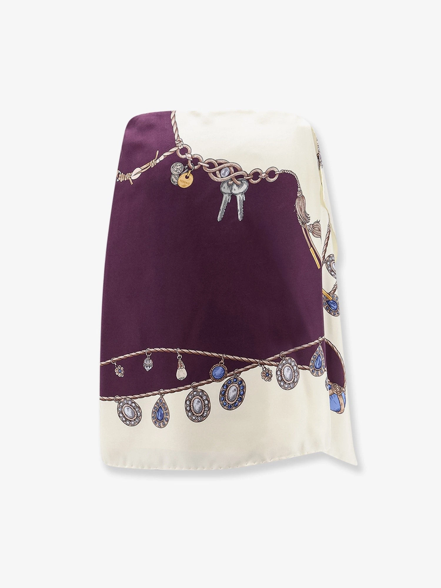 Printed silk twill miniskirt