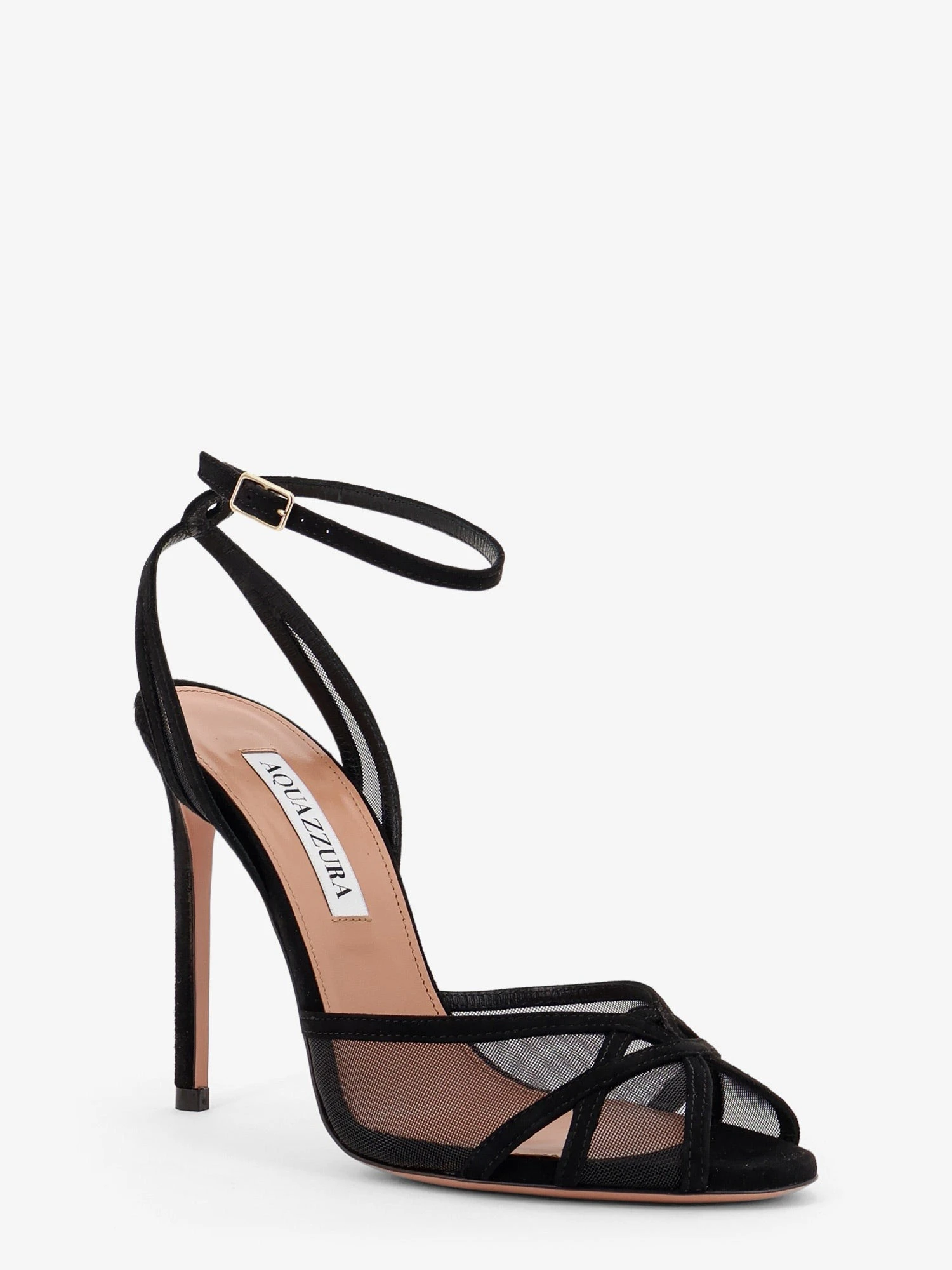 Shear mesh and suede sandals