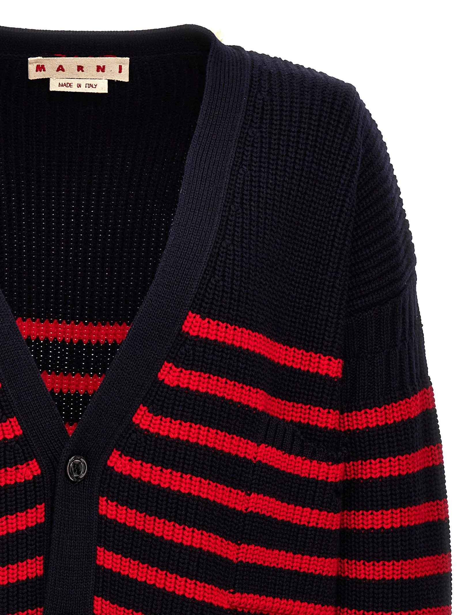 Destroyed effect striped cardigan