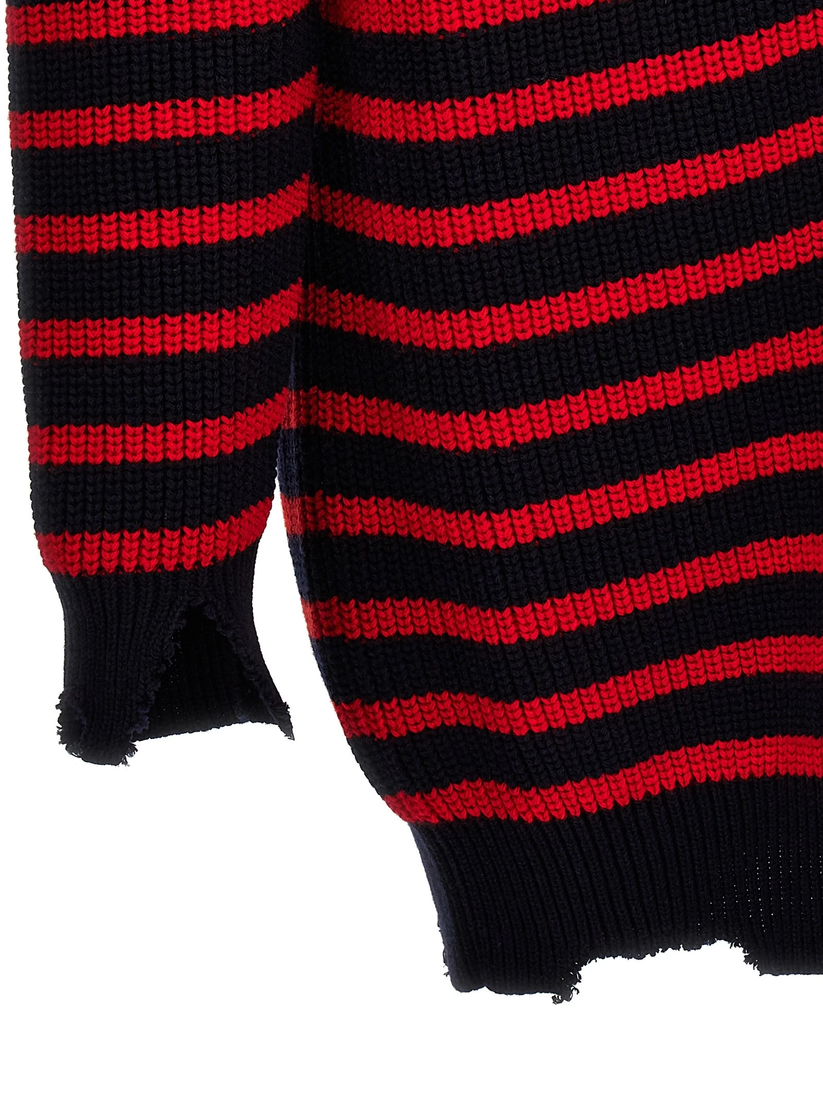 Destroyed effect striped cardigan