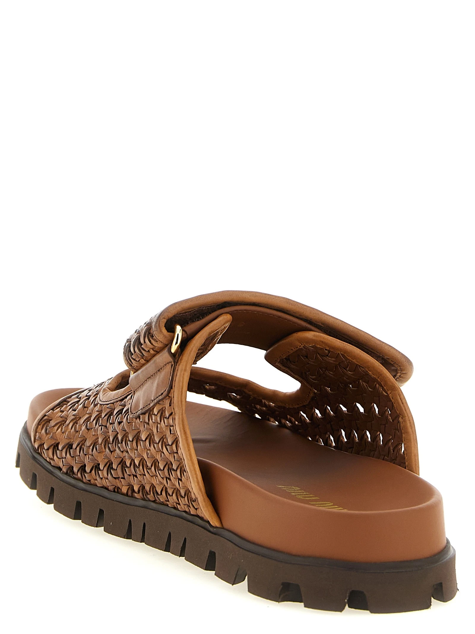 Braided leather sandals