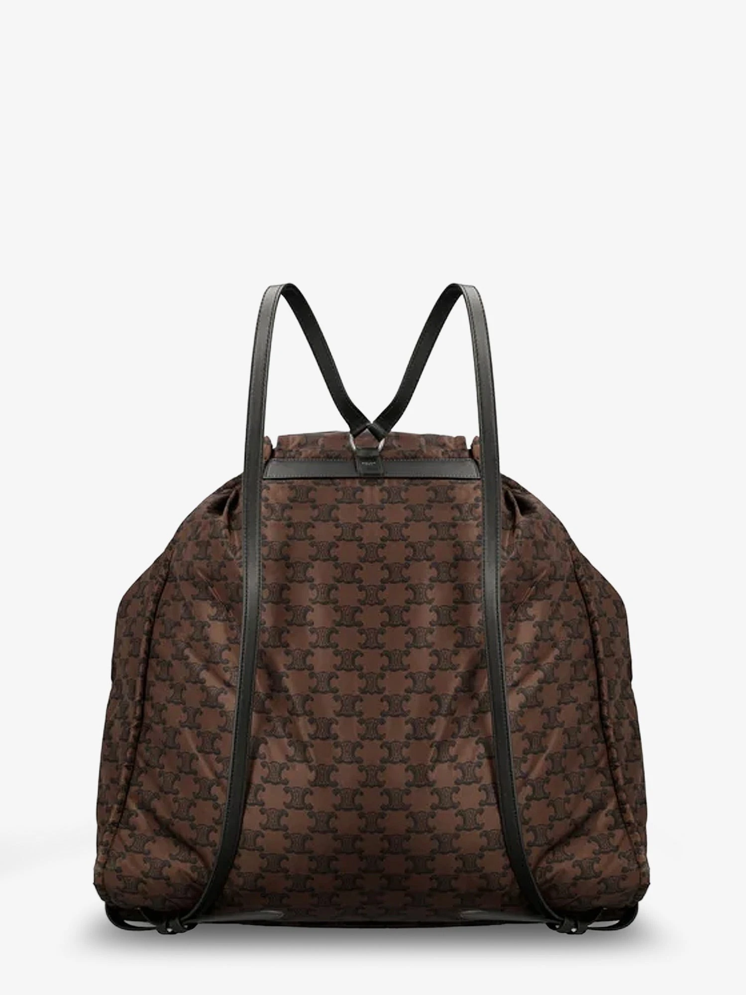 Nylon and leather backpack with Triomphe print
