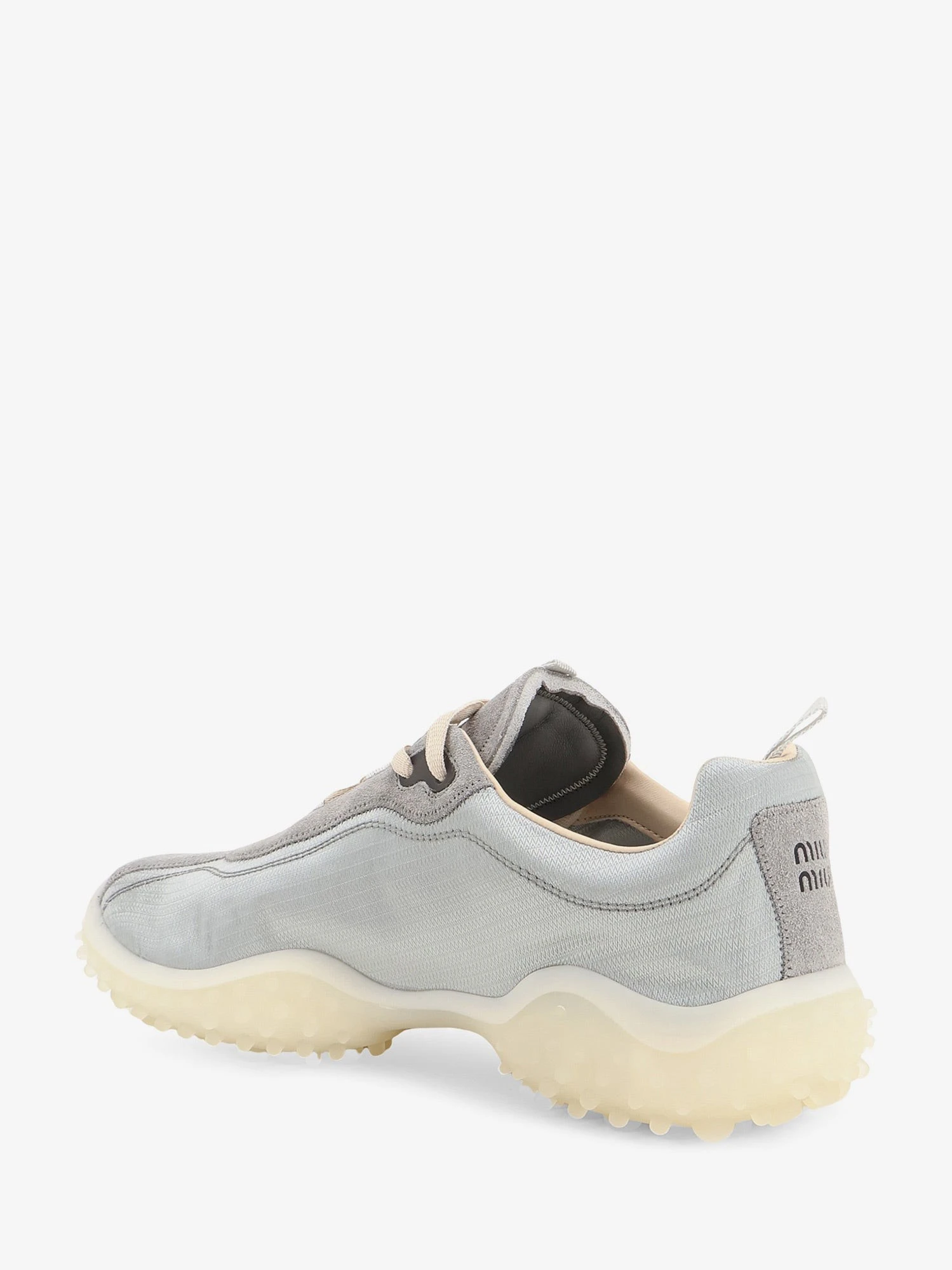 Nylon and suede sneakers with embroidered logo