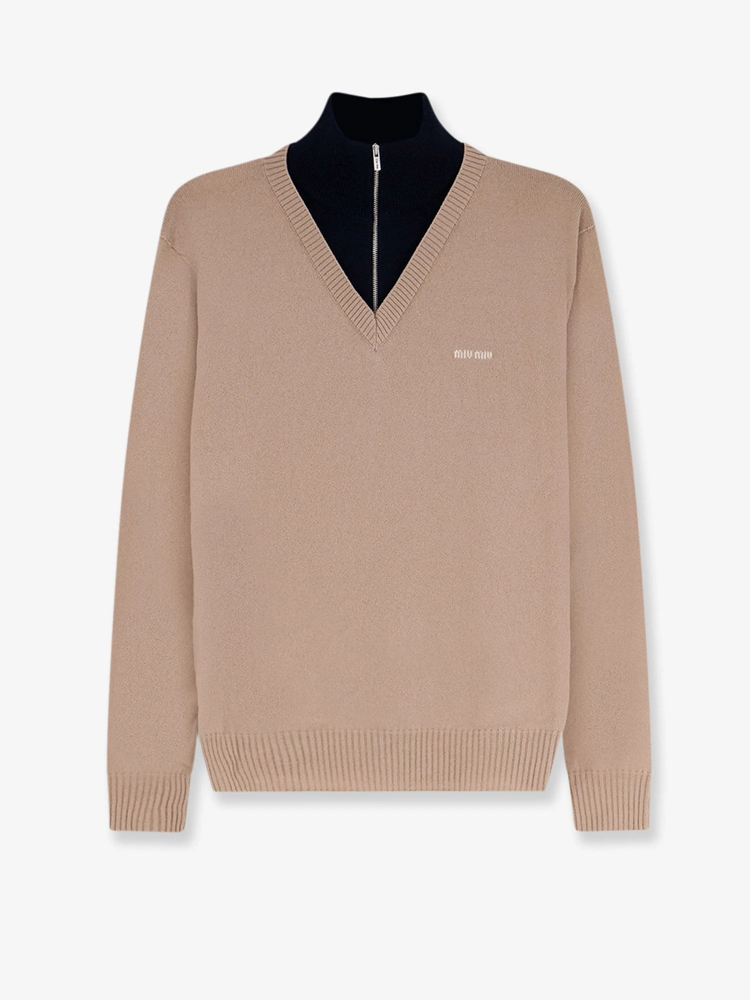 Cashmere sweater with logo inlay